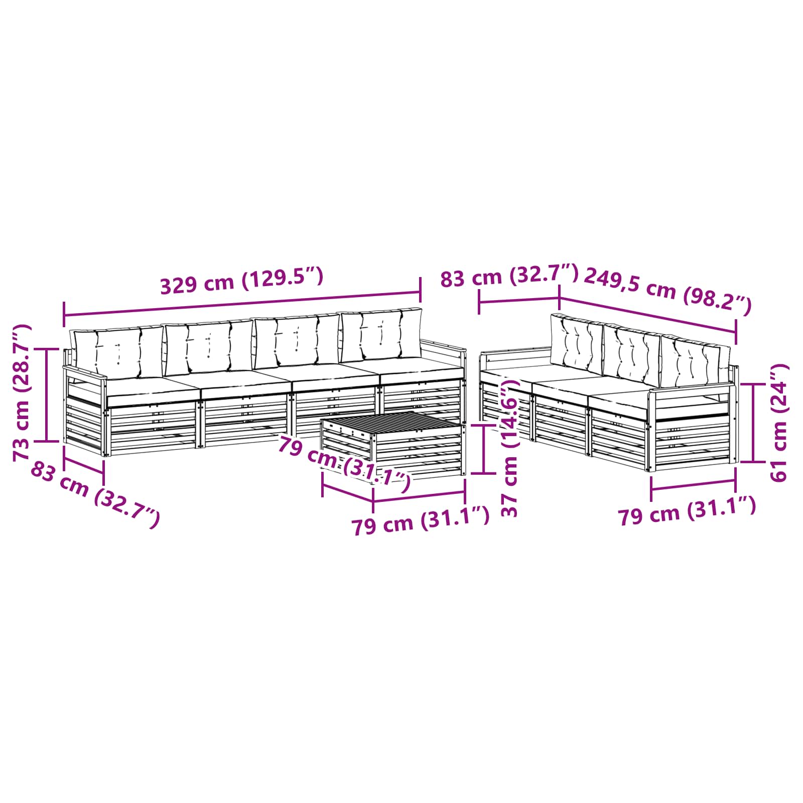 Outdoor-Sofagarnitur 8 stk. Natur und Anthrazit