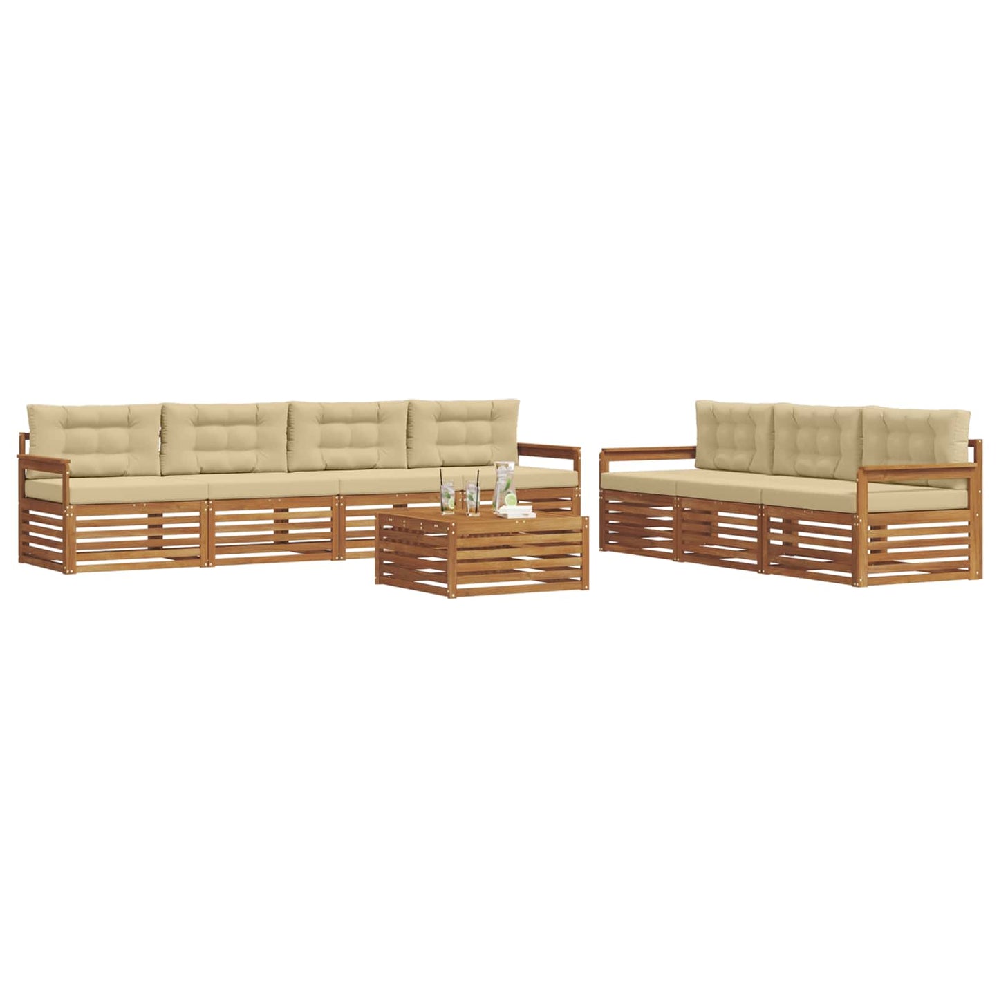 Outdoor-Sofagarnitur 8 stk. Natur und Beige