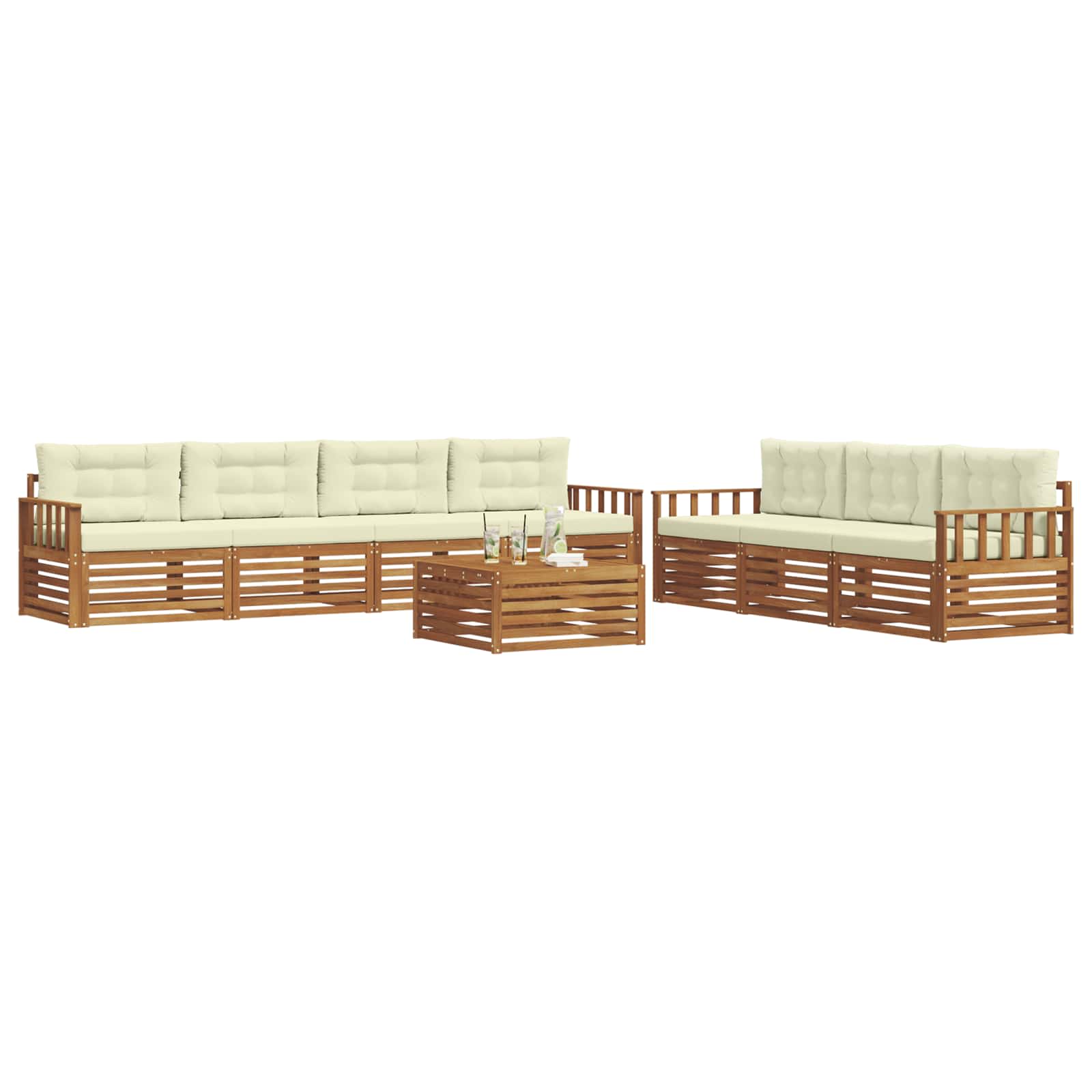 Outdoor-Sofagarnitur 8 stk. Natur und Creme