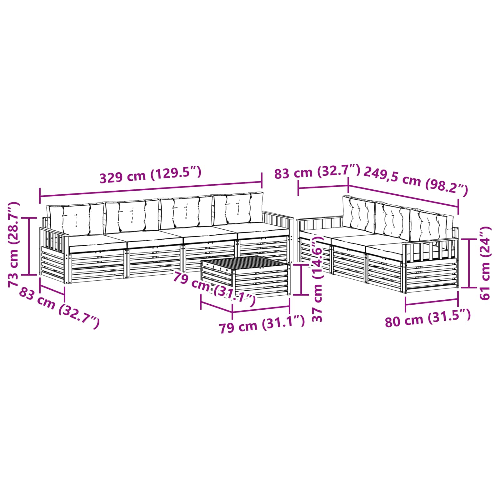 Outdoor-Sofagarnitur 8 stk. Natur und Creme
