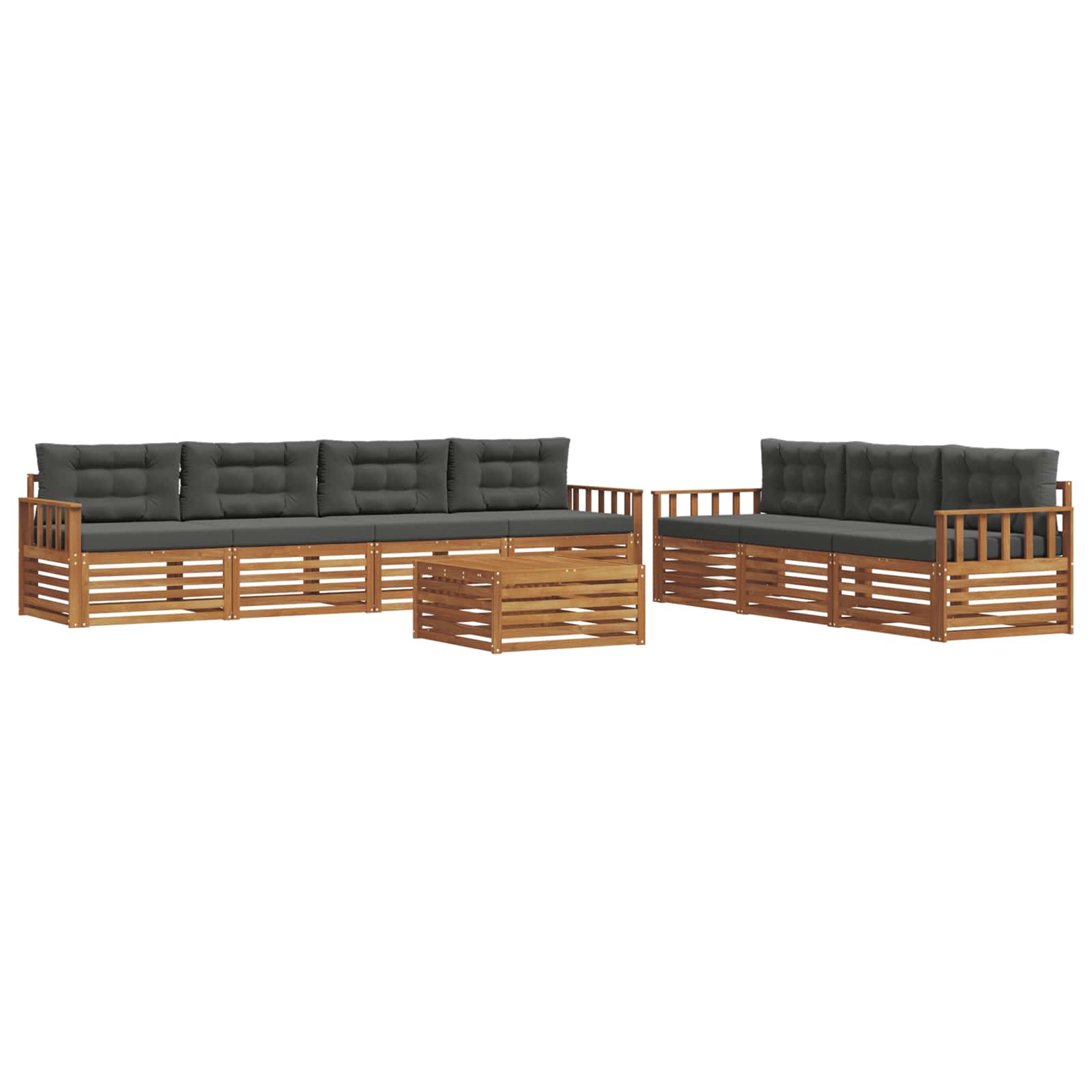 Outdoor-Sofagarnitur mit Kissen 8 pcs Natur und Anthrazit