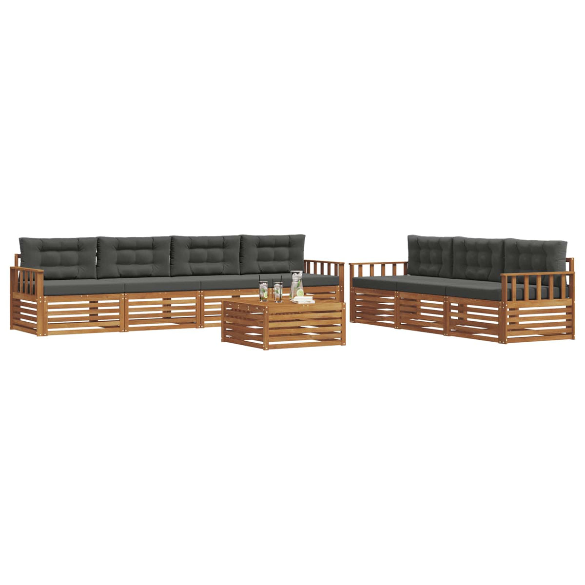 Outdoor-Sofagarnitur 8 stk. Natur und Anthrazit