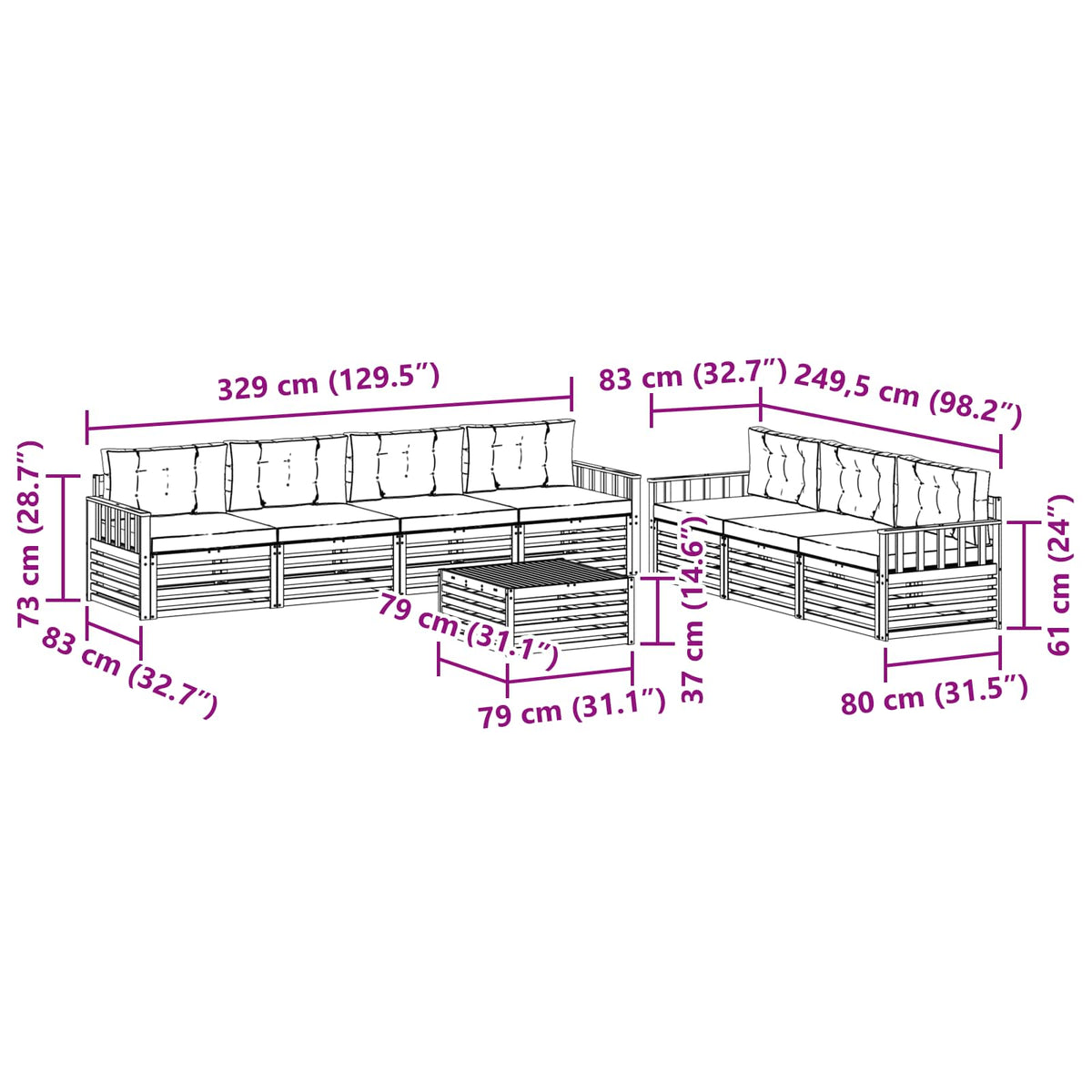 Outdoor-Sofagarnitur 8 stk. Natur und Anthrazit