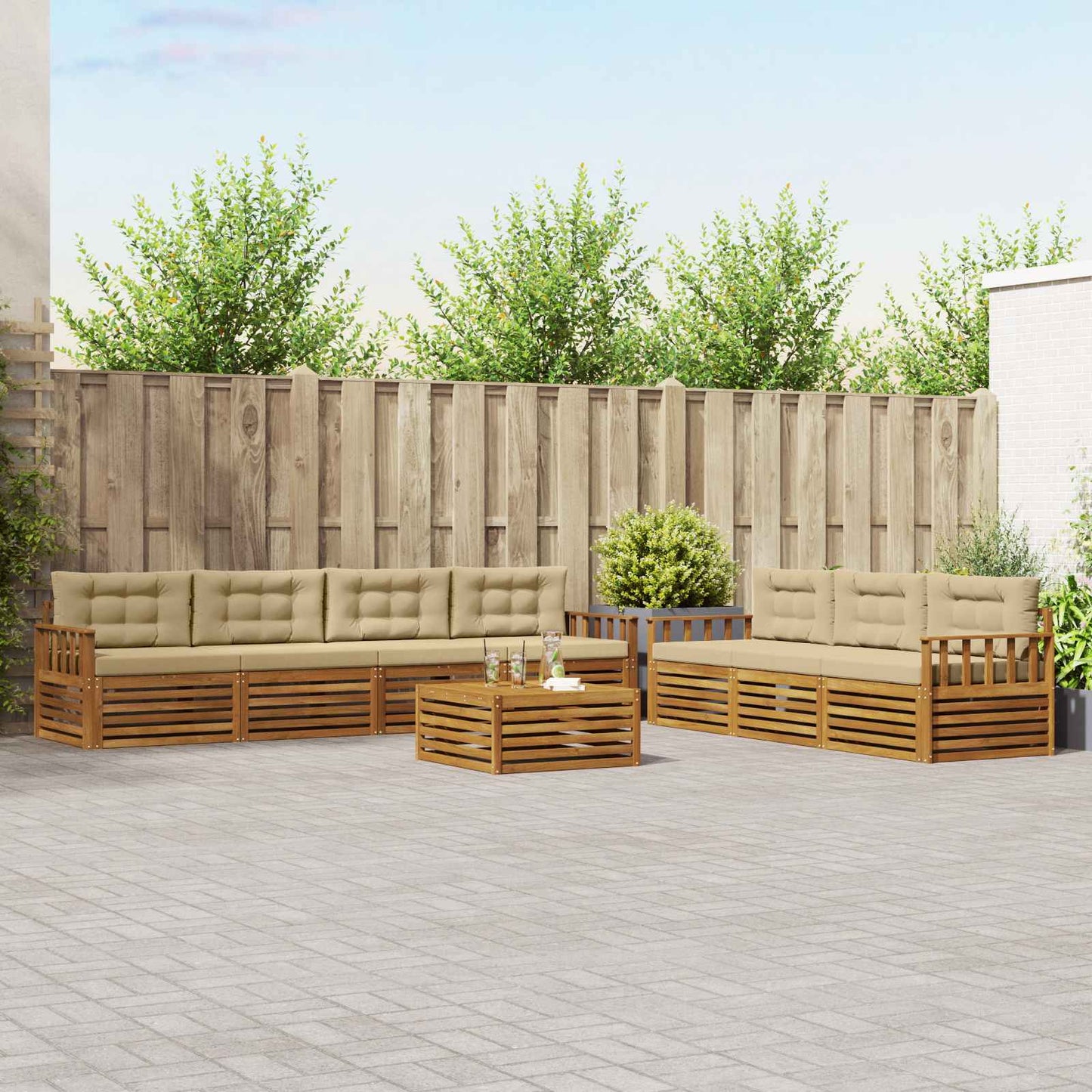 Outdoor-Sofagarnitur 8 stk. Natur und Beige