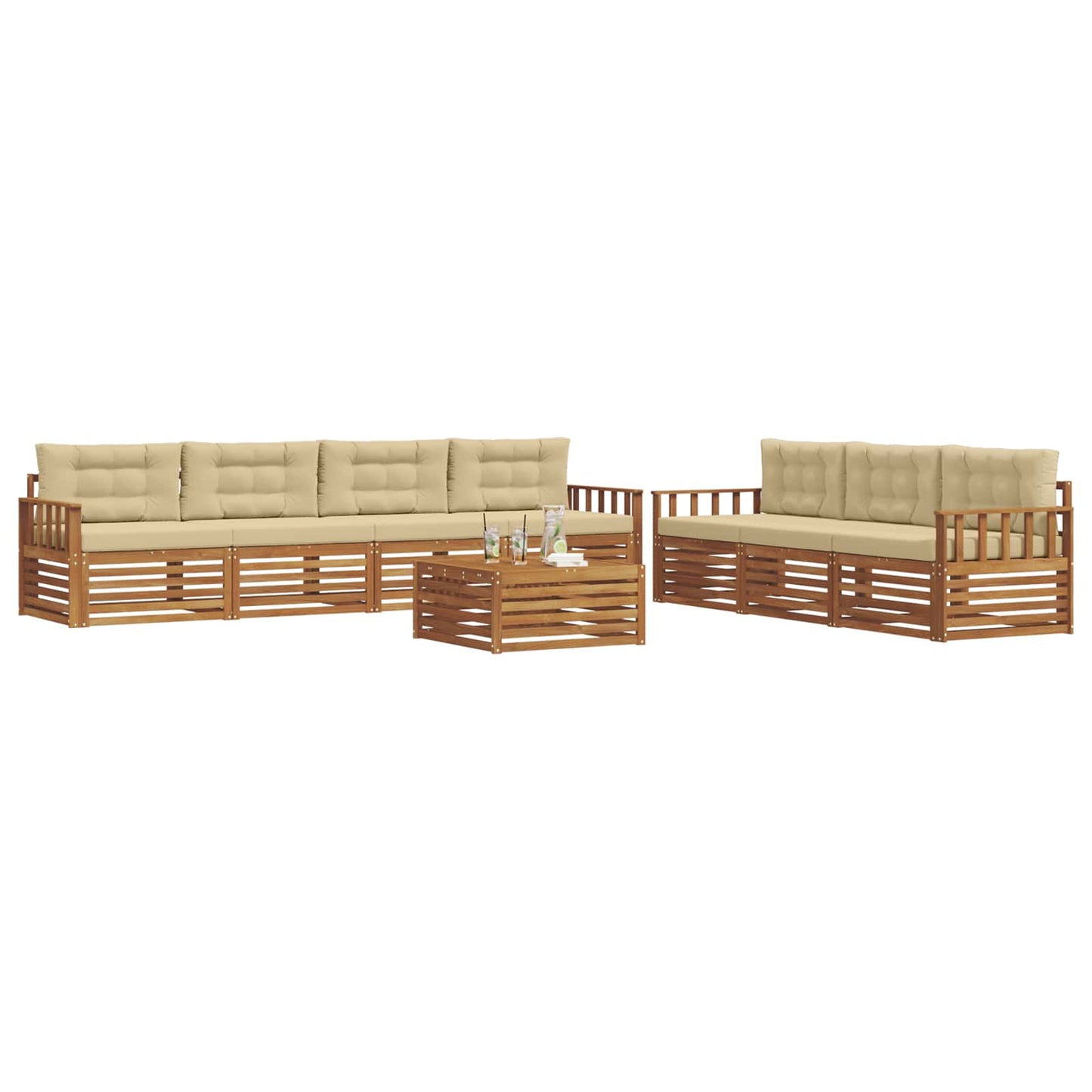 Outdoor-Sofagarnitur 8 stk. Natur und Beige
