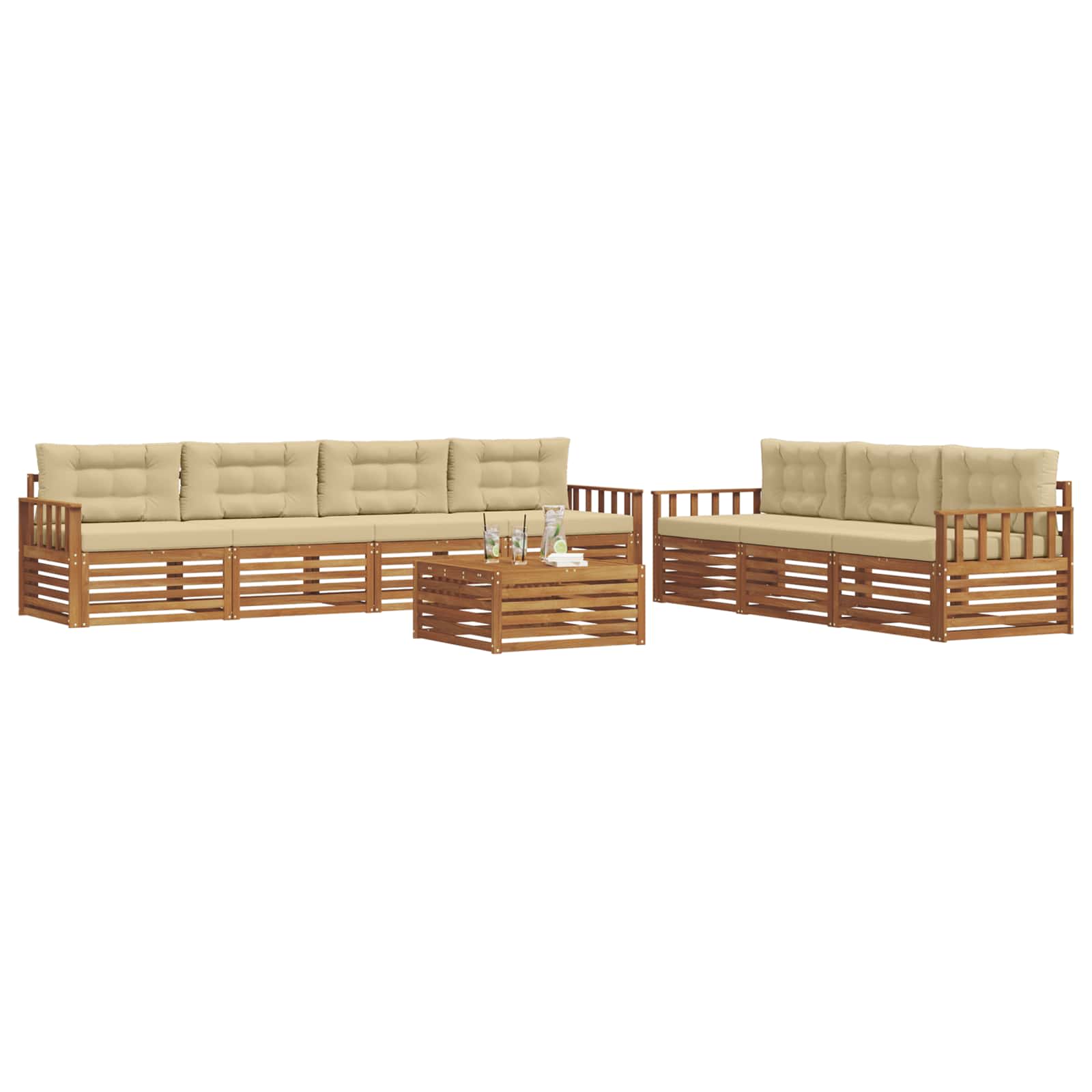 Outdoor-Sofagarnitur 8 stk. Natur und Beige