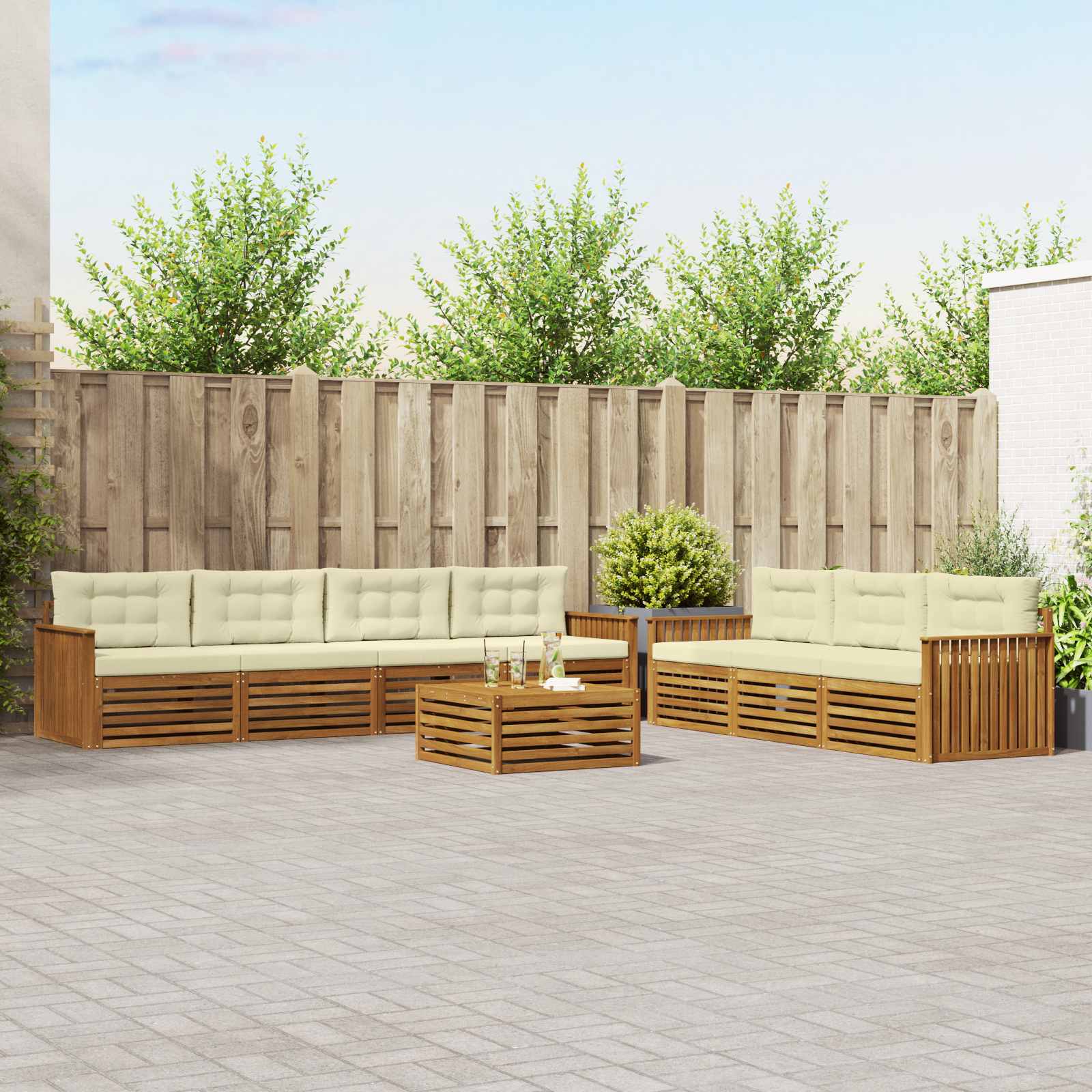 Outdoor-Sofagarnitur 8 stk. Natur und Creme