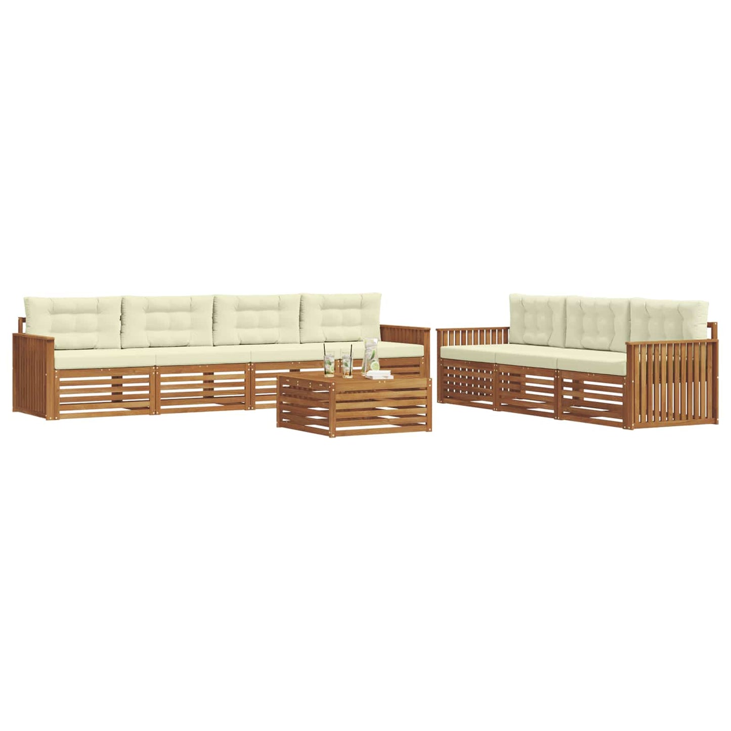 Outdoor-Sofagarnitur 8 stk. Natur und Creme