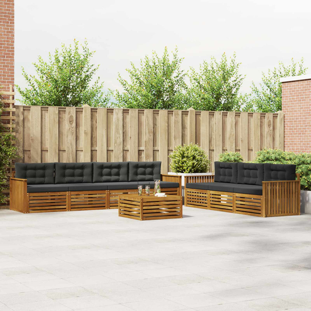 Outdoor-Sofagarnitur 8 stk. Natur und Anthrazit