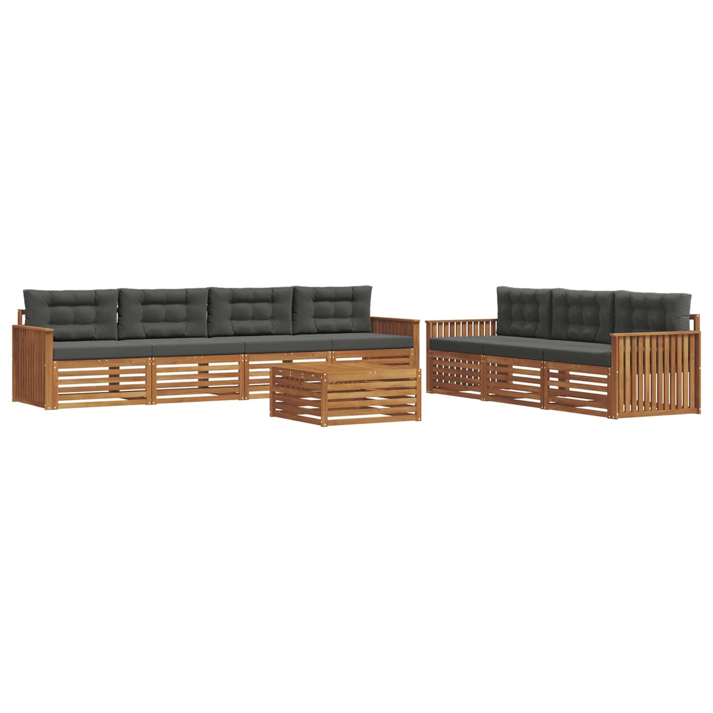 Outdoor-Sofagarnitur mit Kissen 8 pcs Natur und Anthrazit