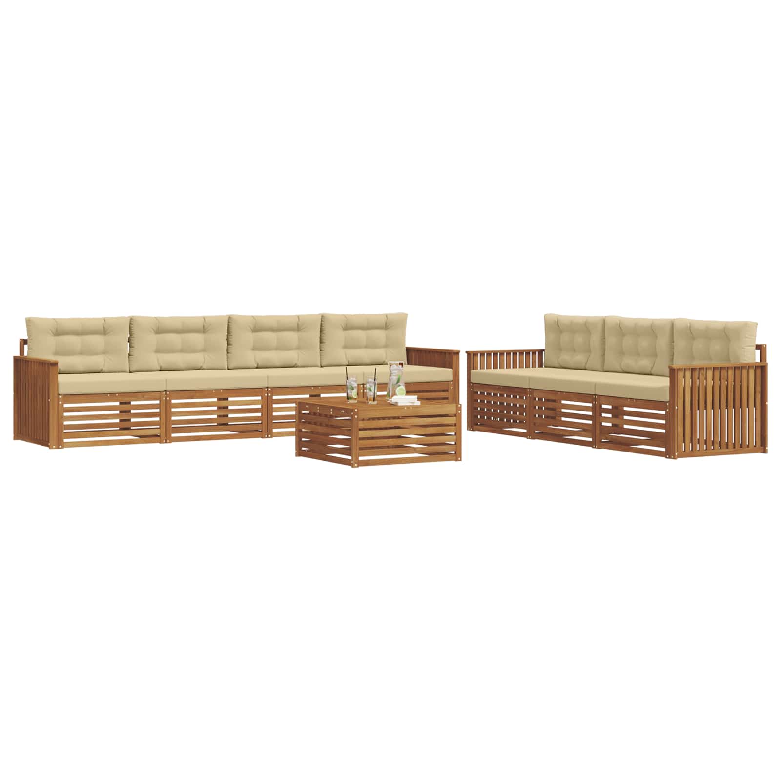 Outdoor-Sofagarnitur 8 stk. Natur und Beige