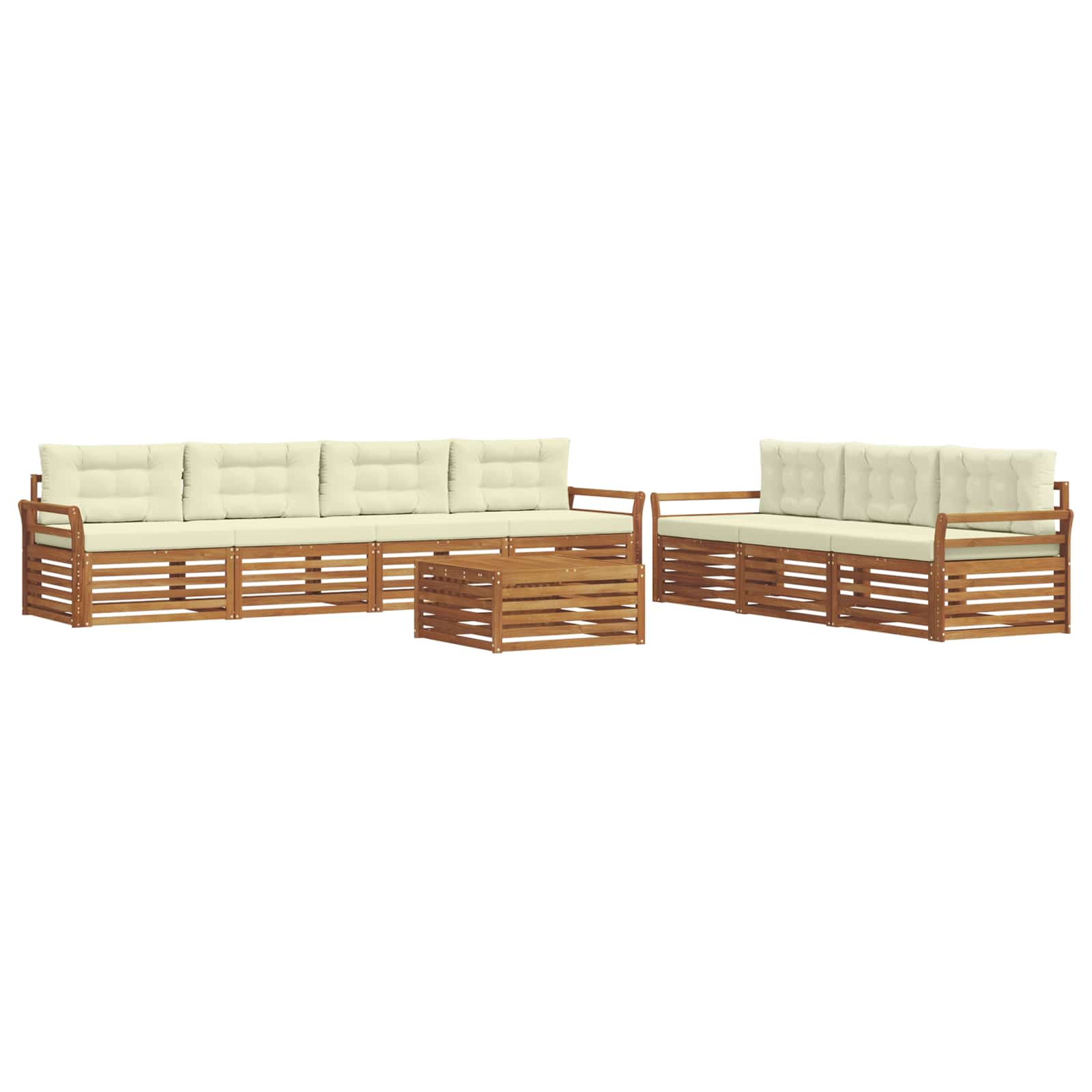Outdoor-Sofagarnitur mit Kissen 8 pcs Natur und Creme