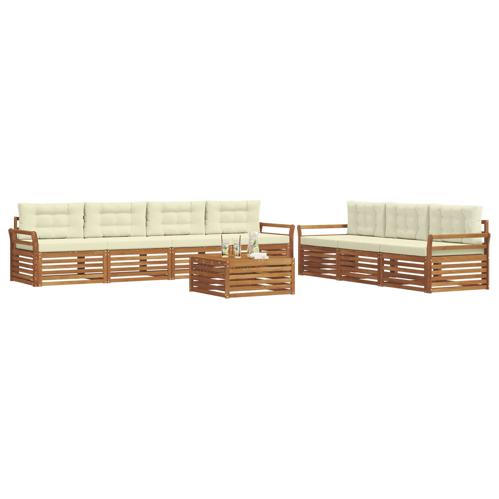 Outdoor-Sofagarnitur mit Kissen 8 pcs Natur und Creme