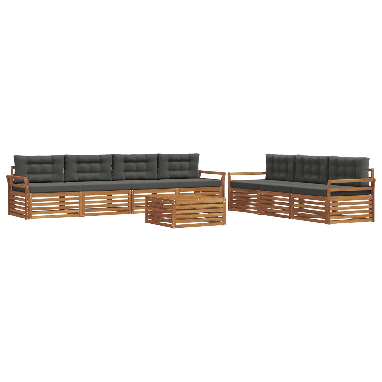 Outdoor-Sofagarnitur mit Kissen 8 pcs Natur und Anthrazit