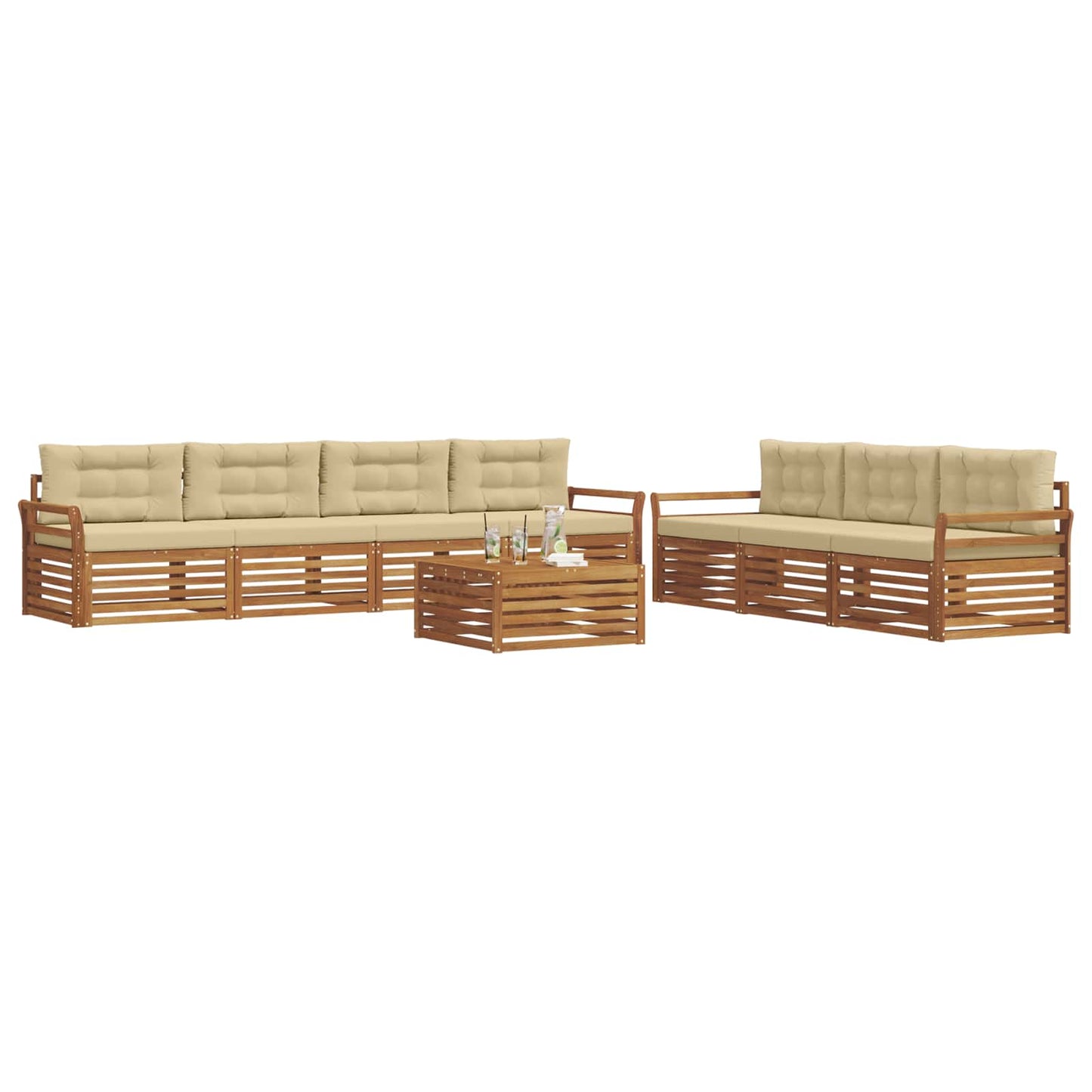 Outdoor-Sofagarnitur 8 stk. Natur und Beige
