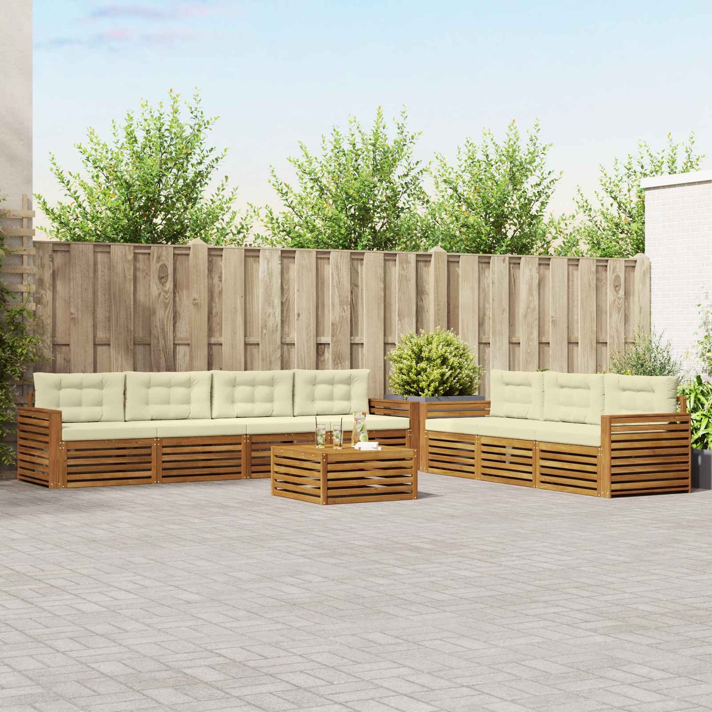 Outdoor-Sofagarnitur 8 stk. Natur und Creme