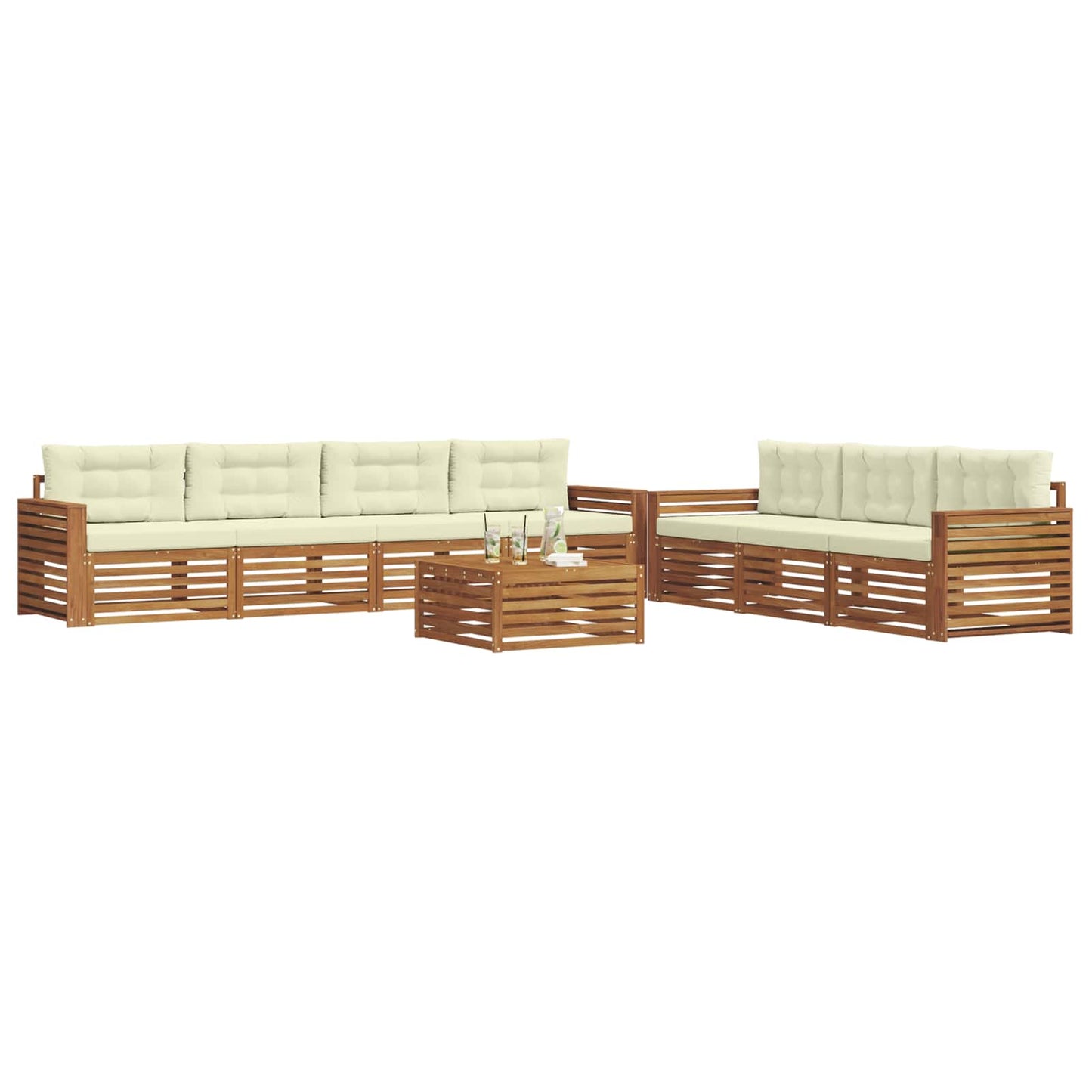 Outdoor-Sofagarnitur 8 stk. Natur und Creme