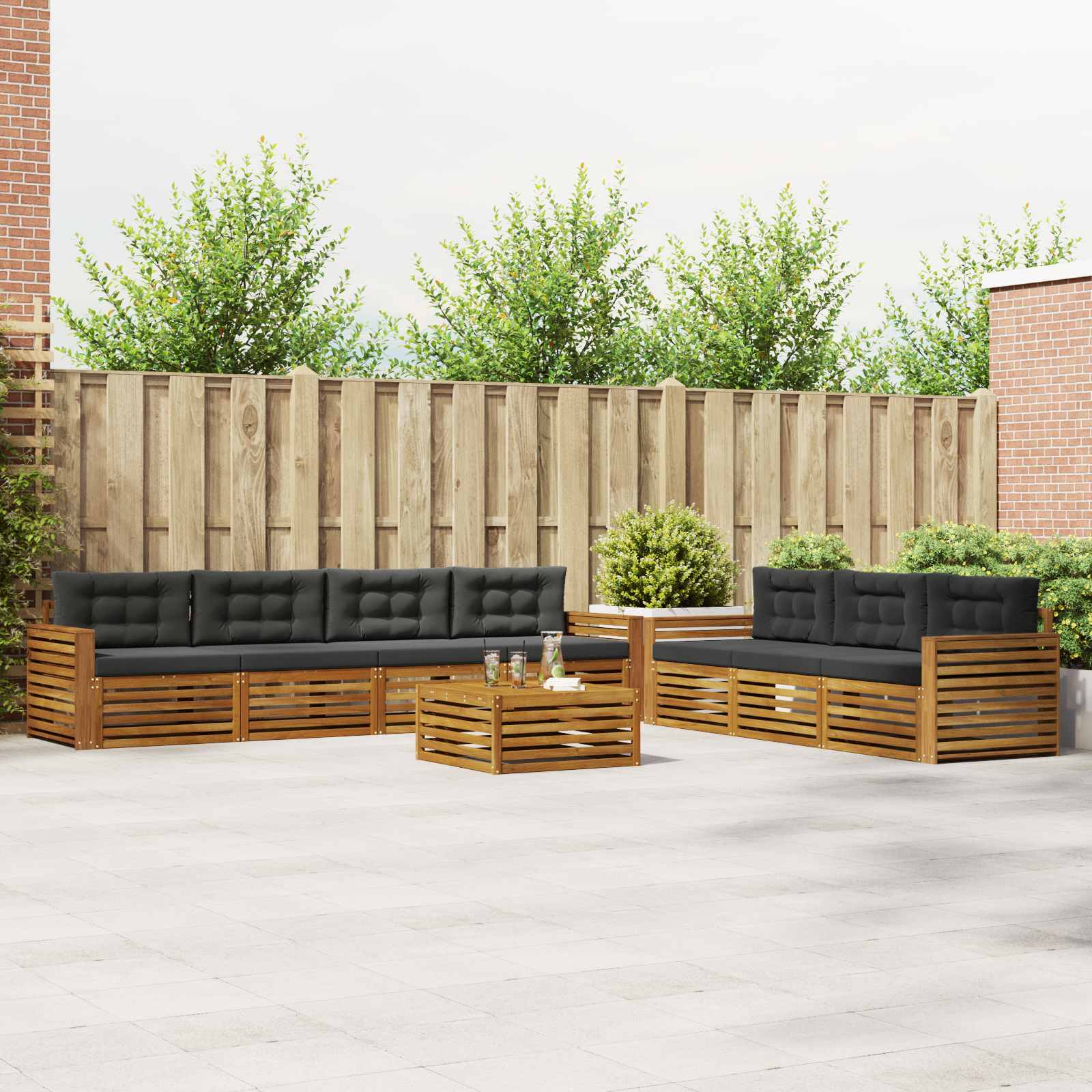 Outdoor-Sofagarnitur 8 stk. Natur und Anthrazit
