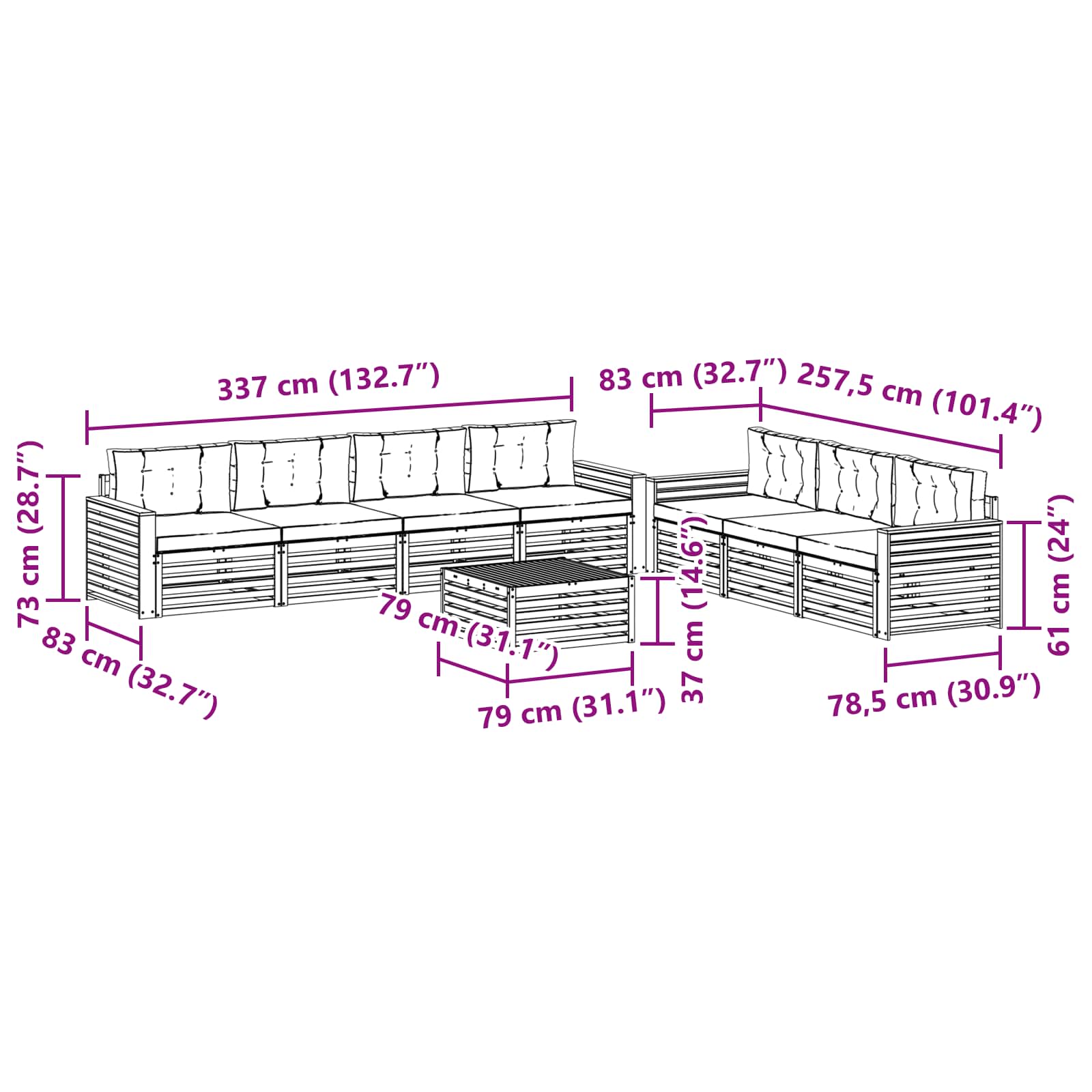Outdoor-Sofagarnitur 8 stk. Natur und Anthrazit