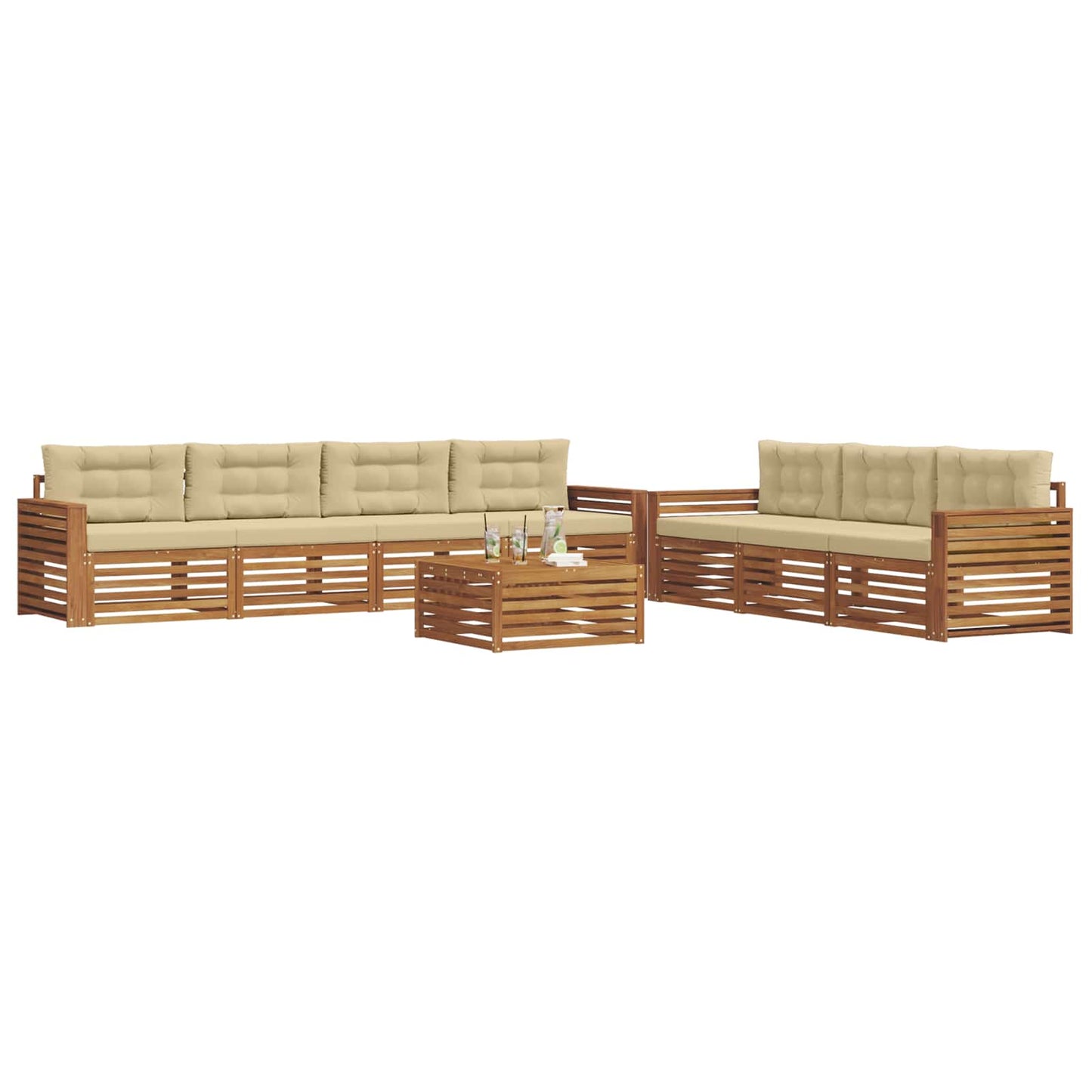 Outdoor-Sofagarnitur mit Kissen 8 pcs Natur und Beige