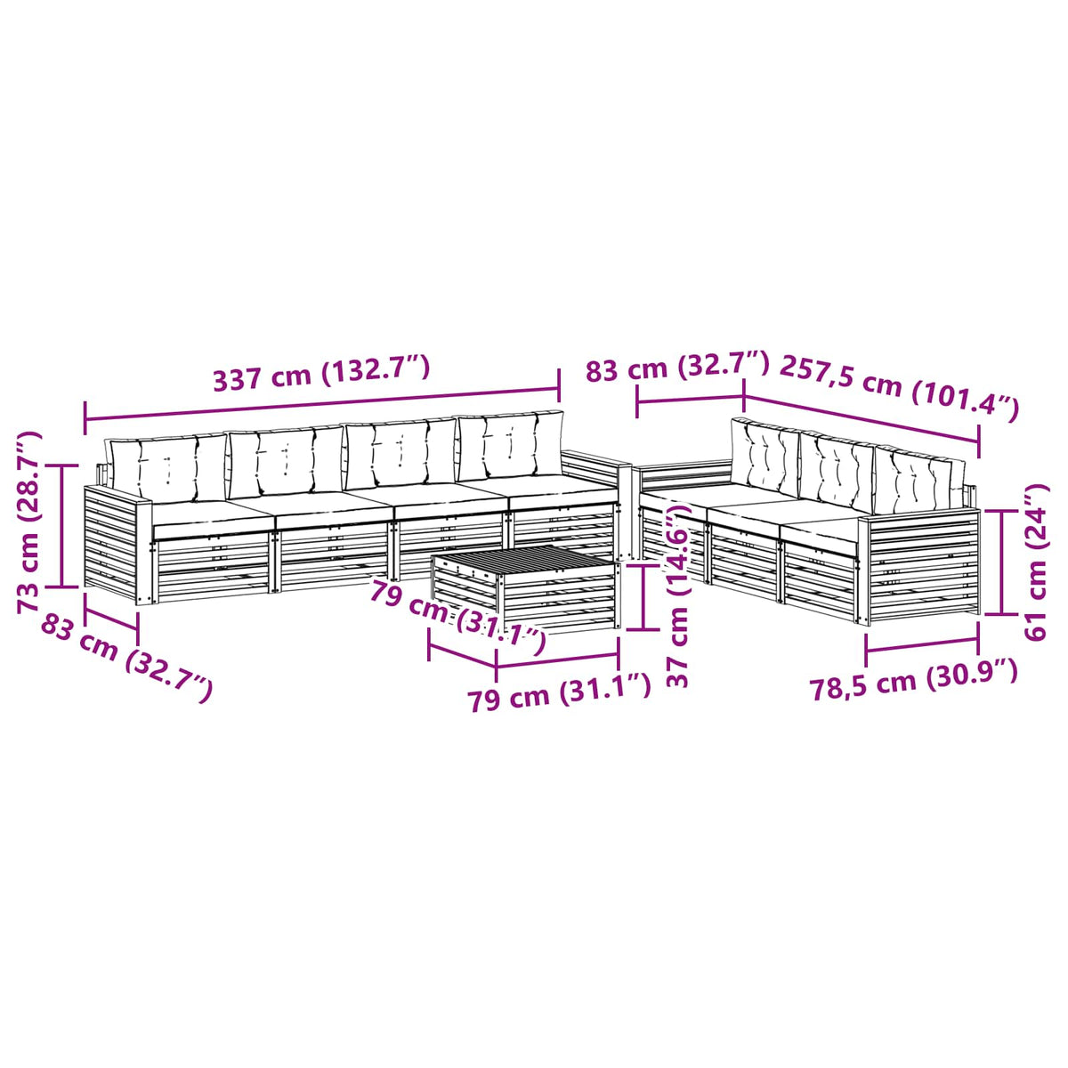 Outdoor-Sofagarnitur 8 stk. Natur und Beige