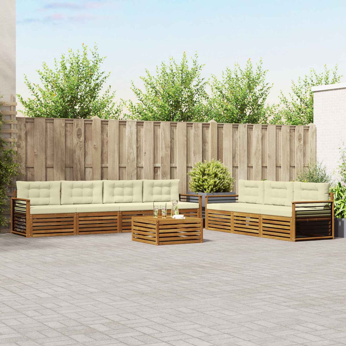 Outdoor-Sofagarnitur 8 stk. Natur und Creme