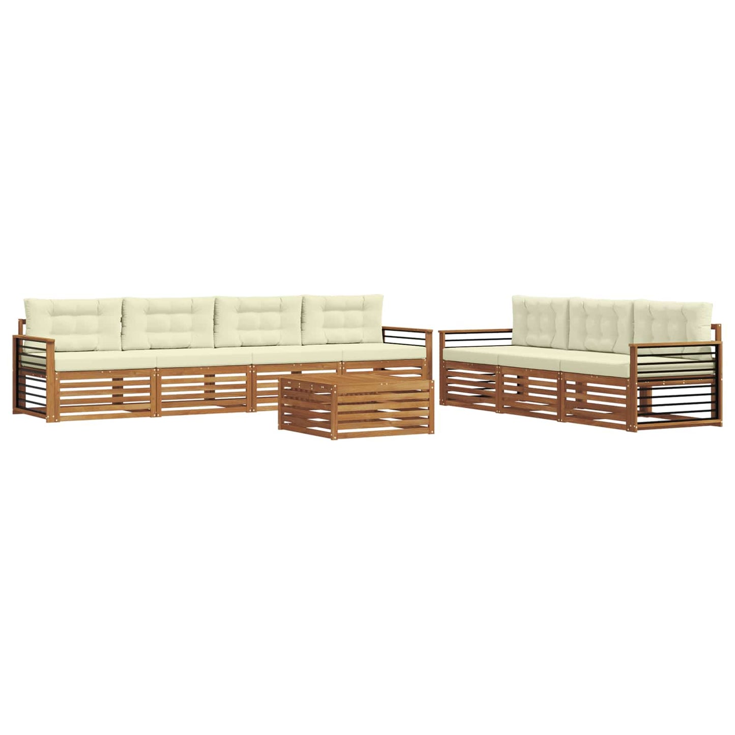 Outdoor-Sofagarnitur mit Kissen 8 pcs Natur und Creme