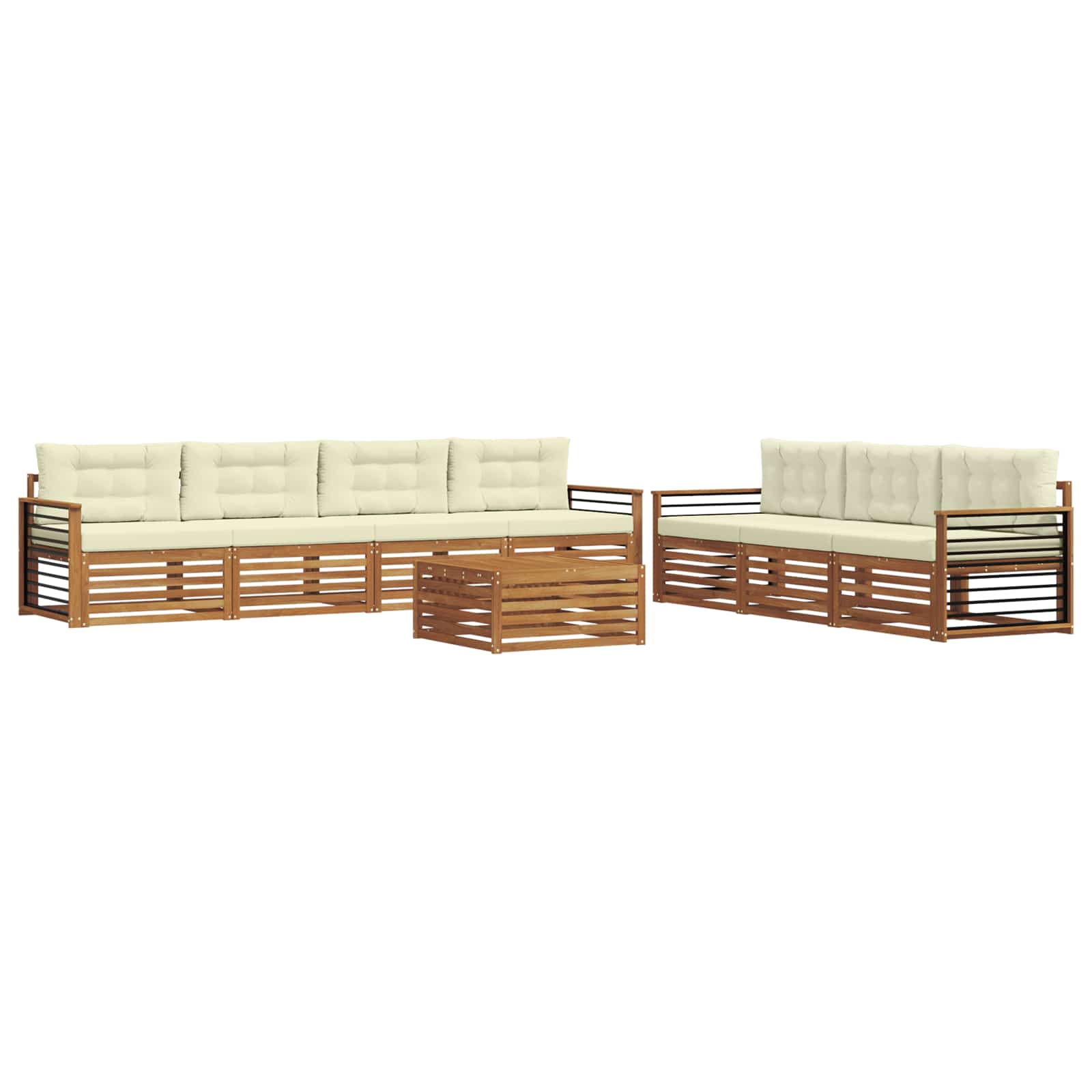 Outdoor-Sofagarnitur mit Kissen 8 pcs Natur und Creme