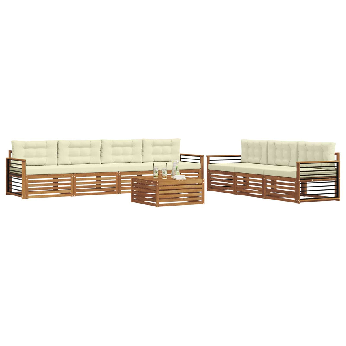 Outdoor-Sofagarnitur 8 stk. Natur und Creme