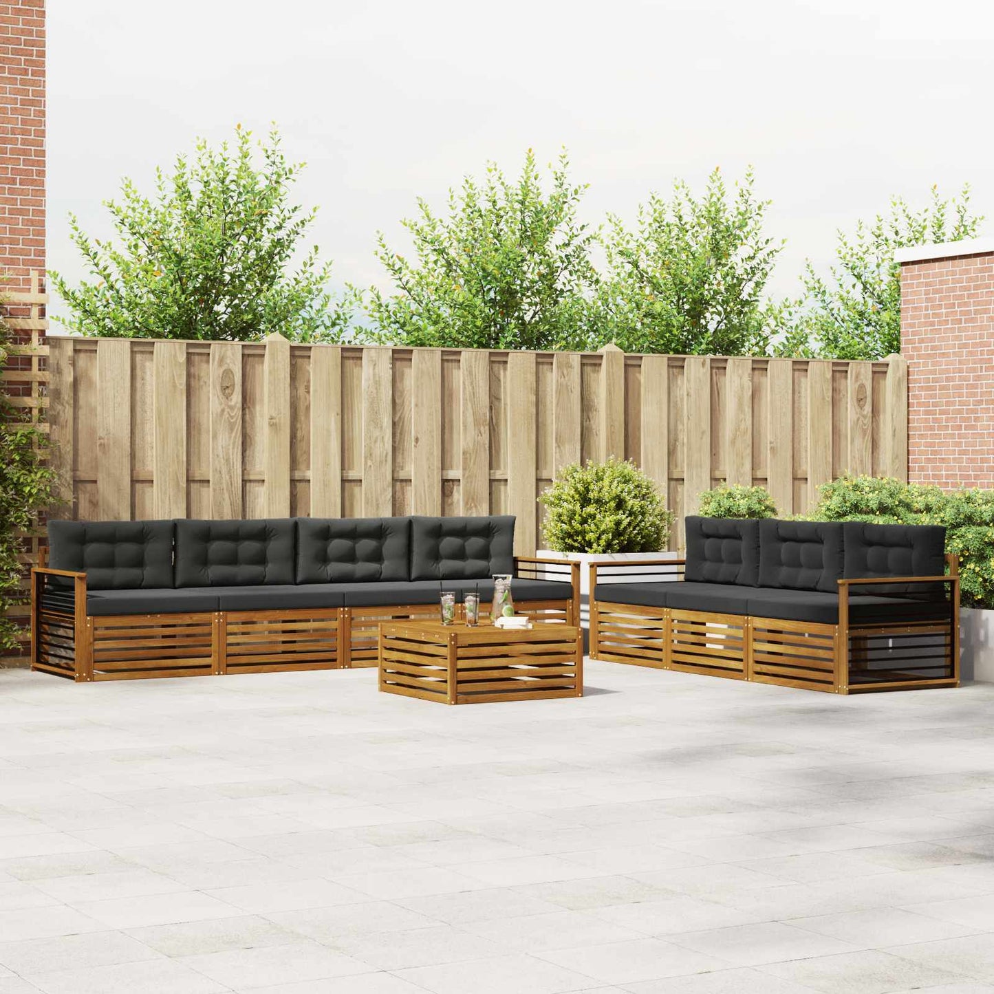 Outdoor-Sofagarnitur 8 stk. Natur und Anthrazit