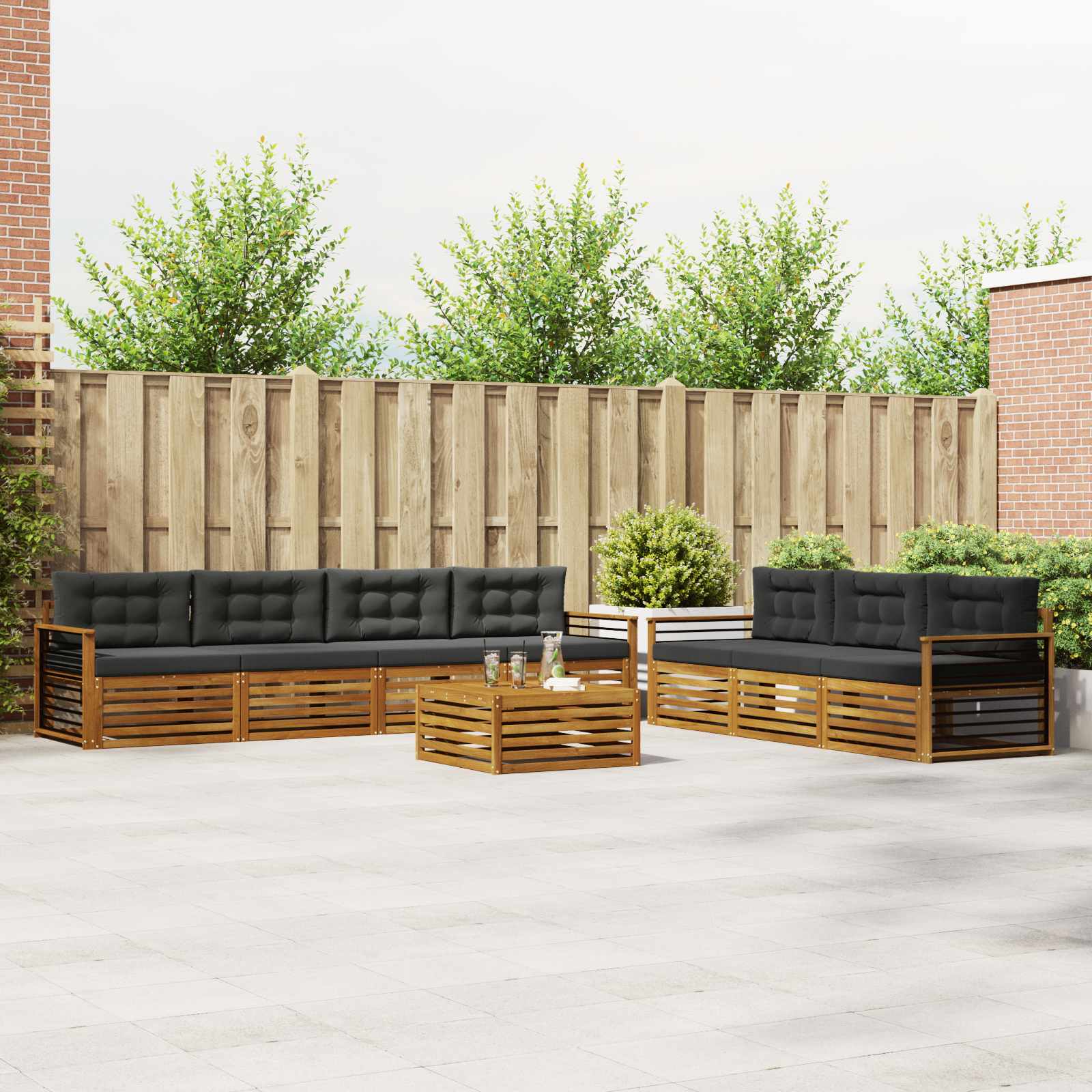 Outdoor-Sofagarnitur 8 stk. Natur und Anthrazit