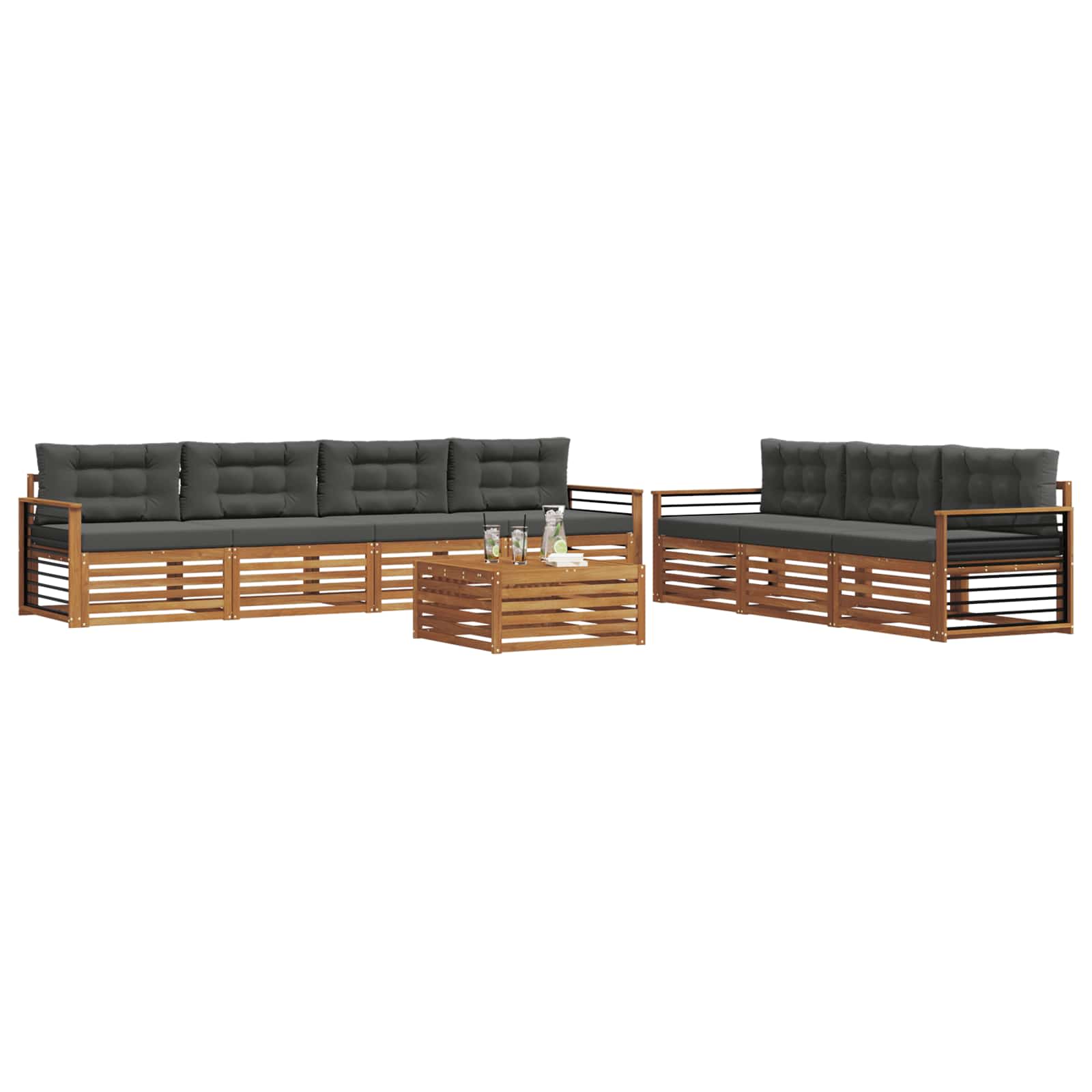 Outdoor-Sofagarnitur 8 stk. Natur und Anthrazit