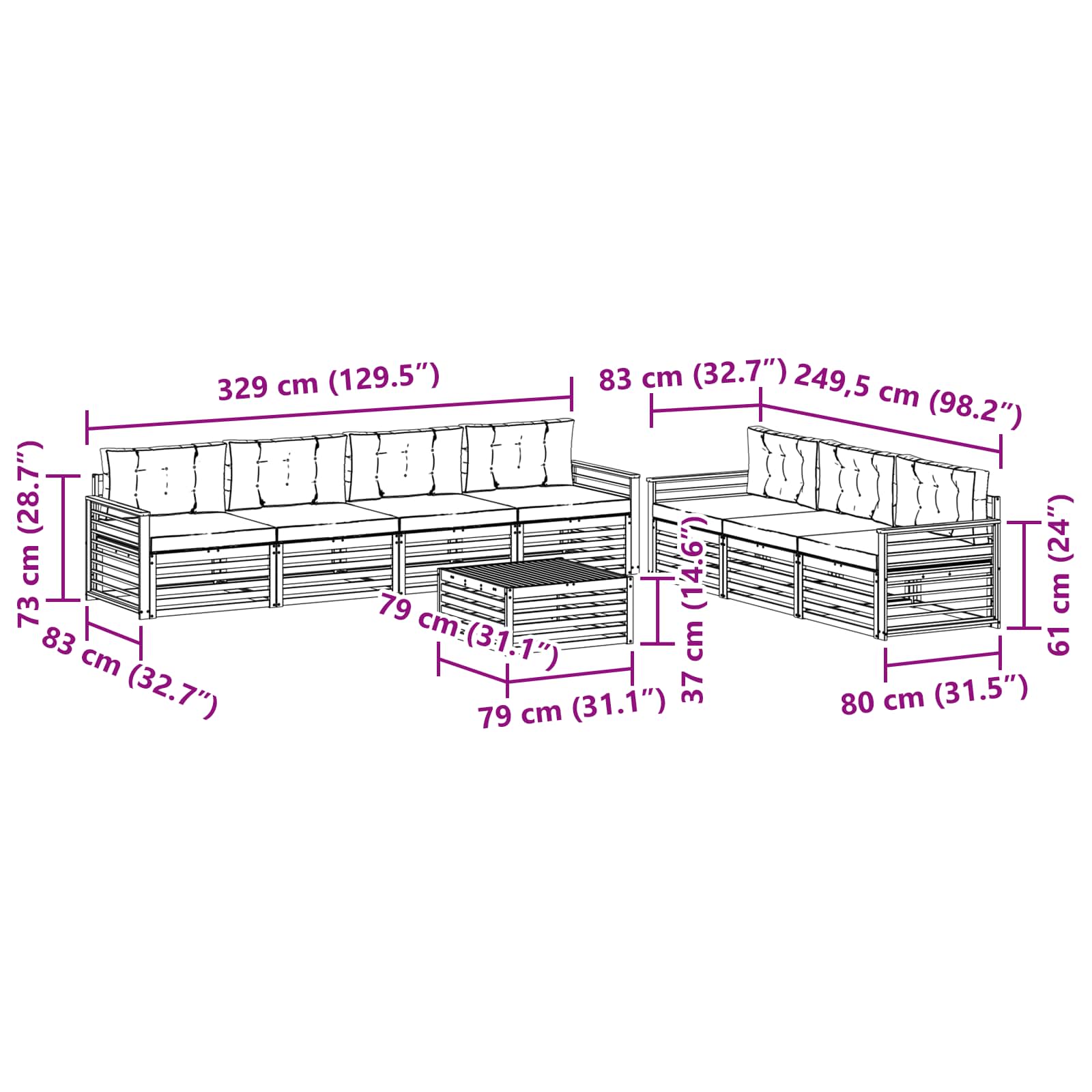 Outdoor-Sofagarnitur 8 stk. Natur und Anthrazit
