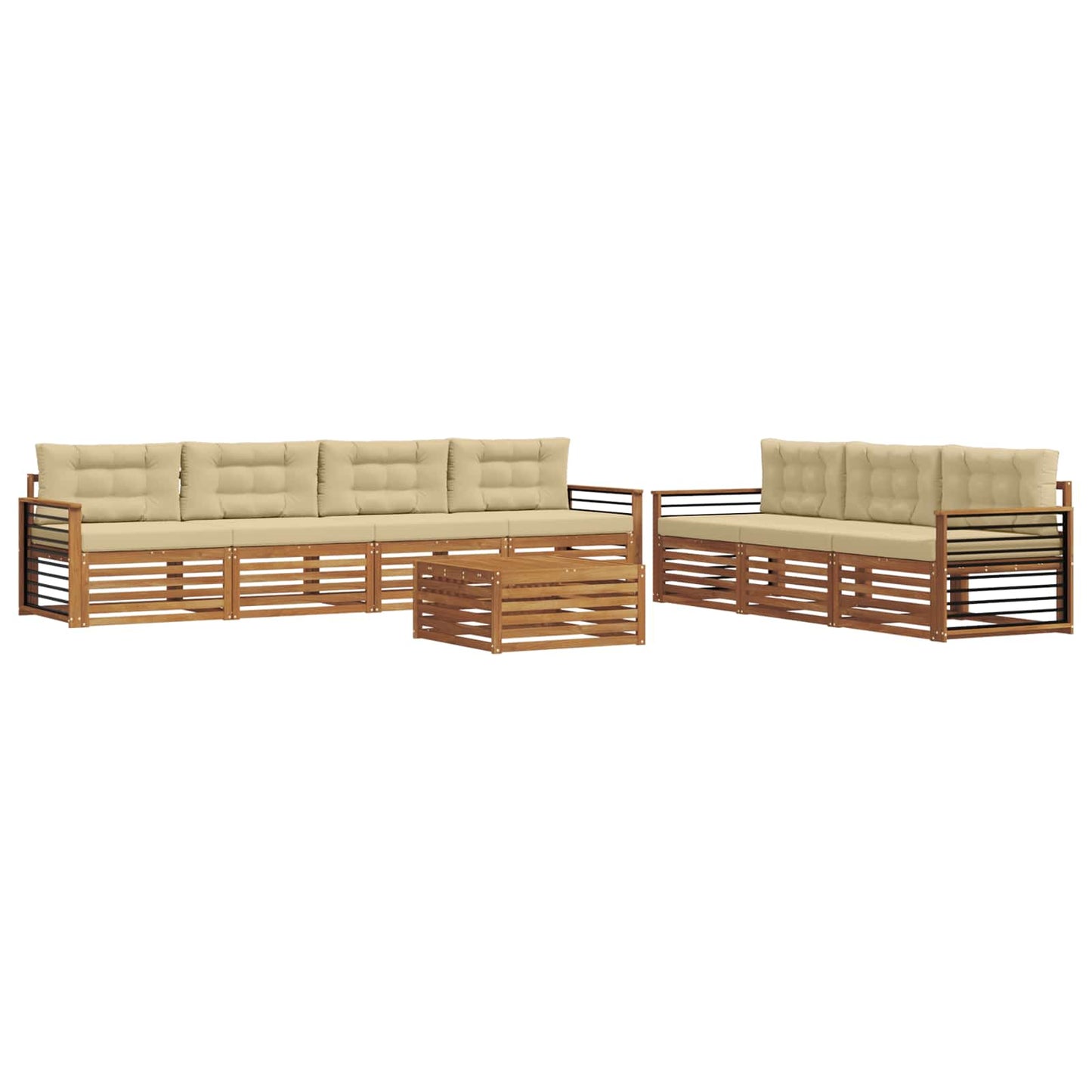 Outdoor-Sofagarnitur mit Kissen 8 pcs Natur und Beige