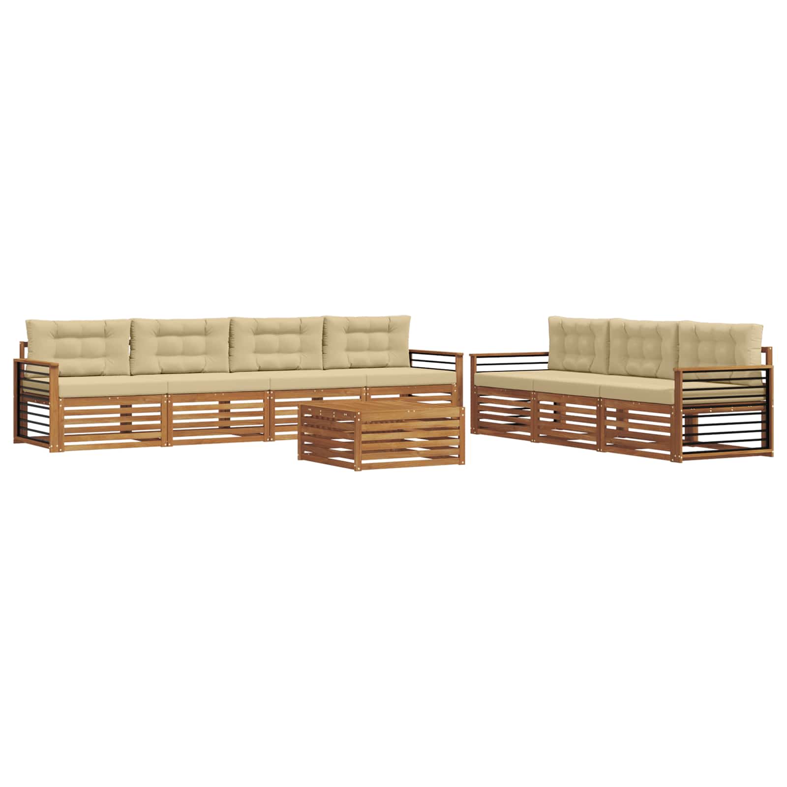 Outdoor-Sofagarnitur mit Kissen 8 pcs Natur und Beige