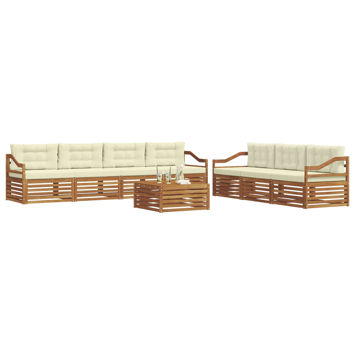 Outdoor-Sofagarnitur 8 stk. Natur und Creme