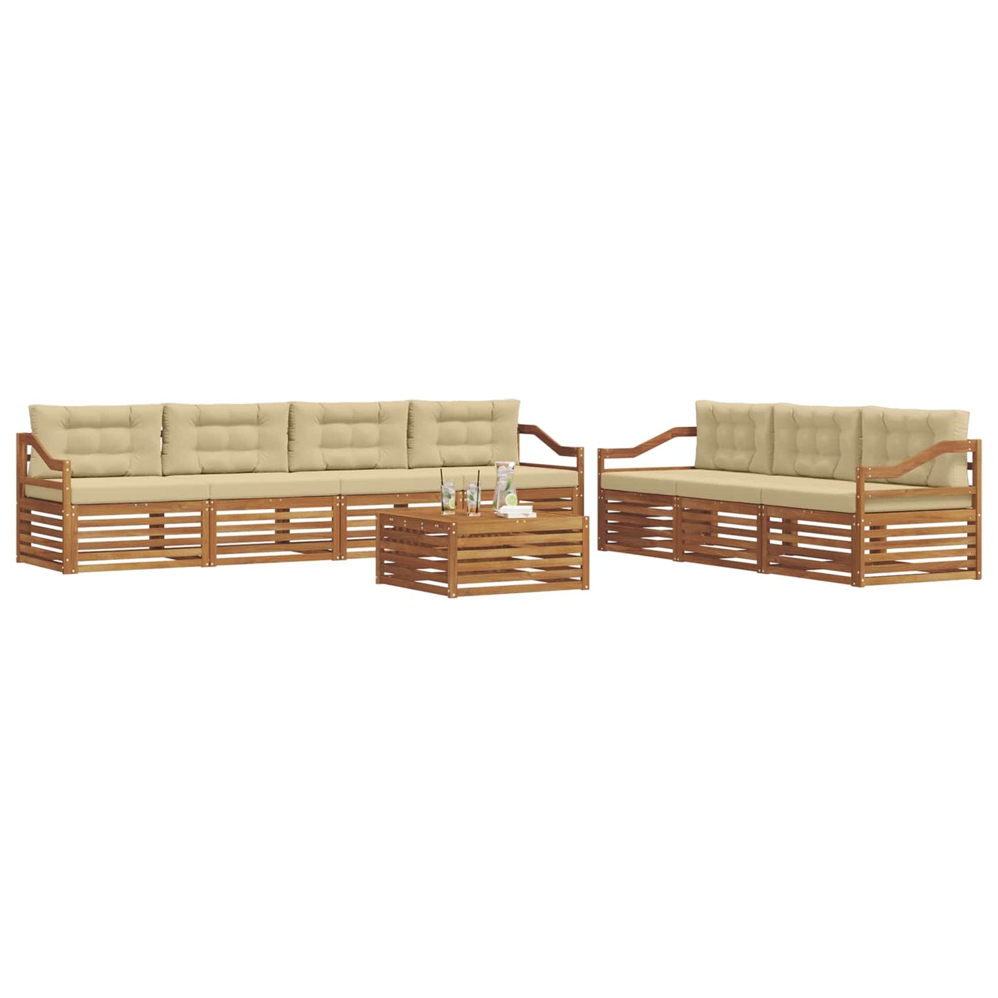 Outdoor-Sofagarnitur 8 stk. Natur und Beige