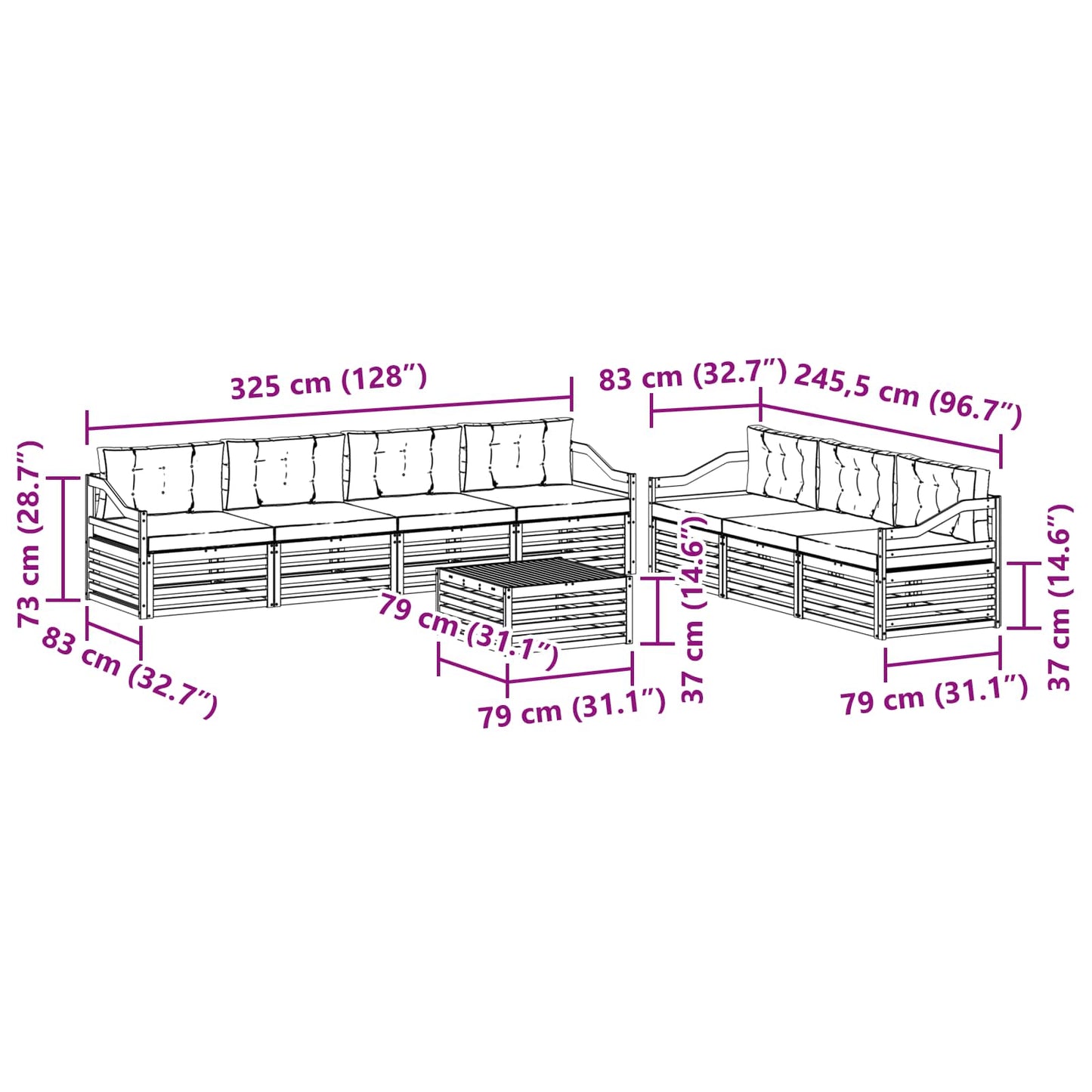 Outdoor-Sofagarnitur 8 stk. Natur und Beige