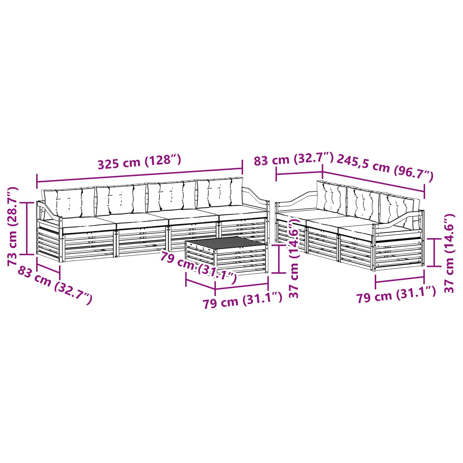 Outdoor-Sofagarnitur 8 stk. Natur und Beige