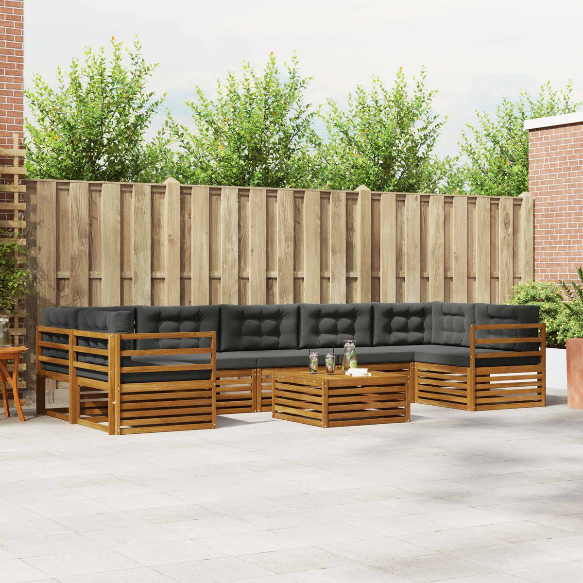 Outdoor-Sofagarnitur 8 stk. Natur und Anthrazit