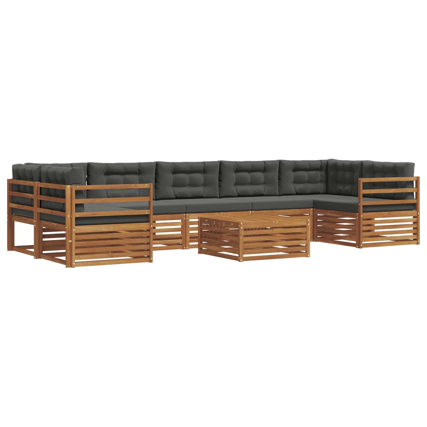 Outdoor-Sofagarnitur mit Kissen 8 pcs Natur und Anthrazit