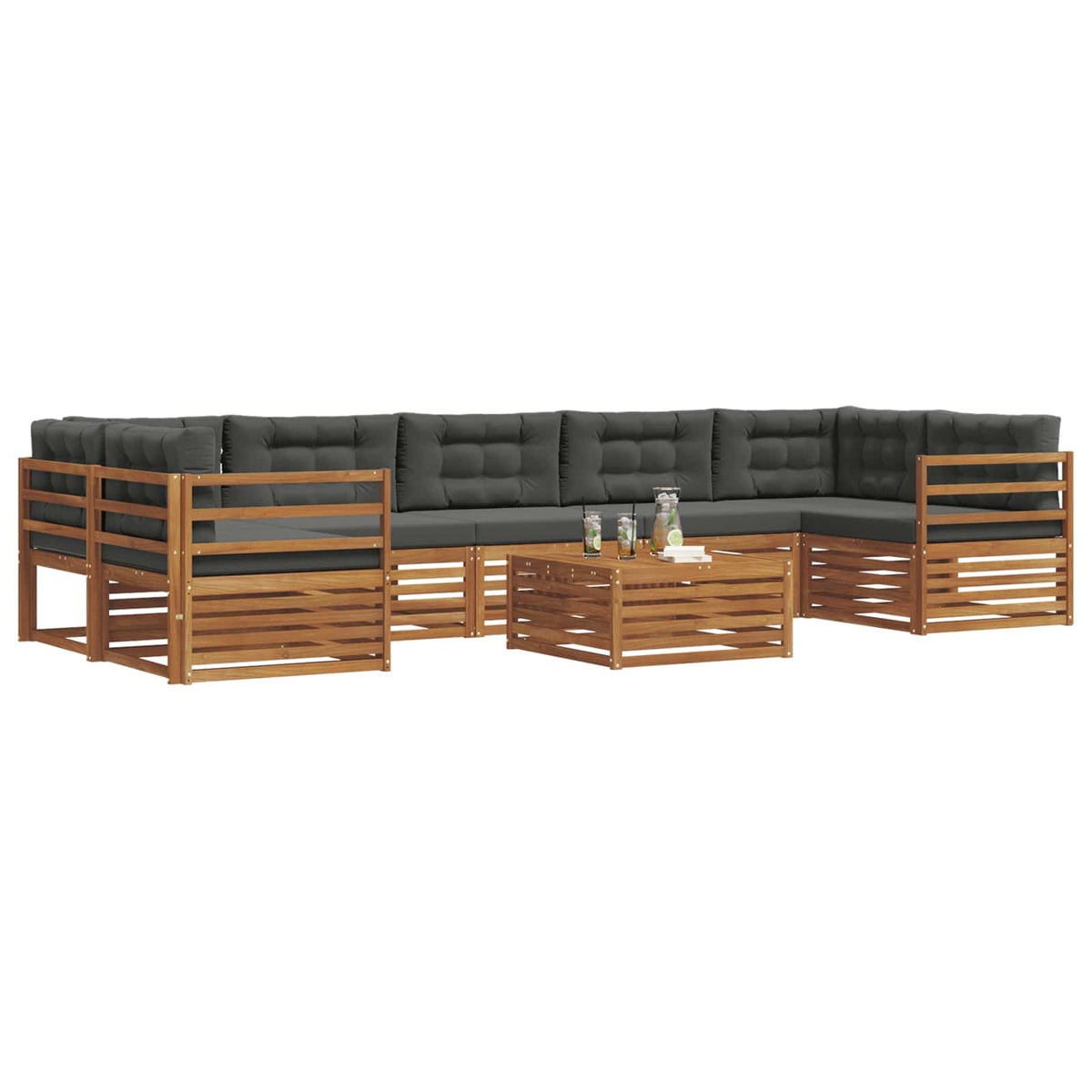 Outdoor-Sofagarnitur 8 stk. Natur und Anthrazit