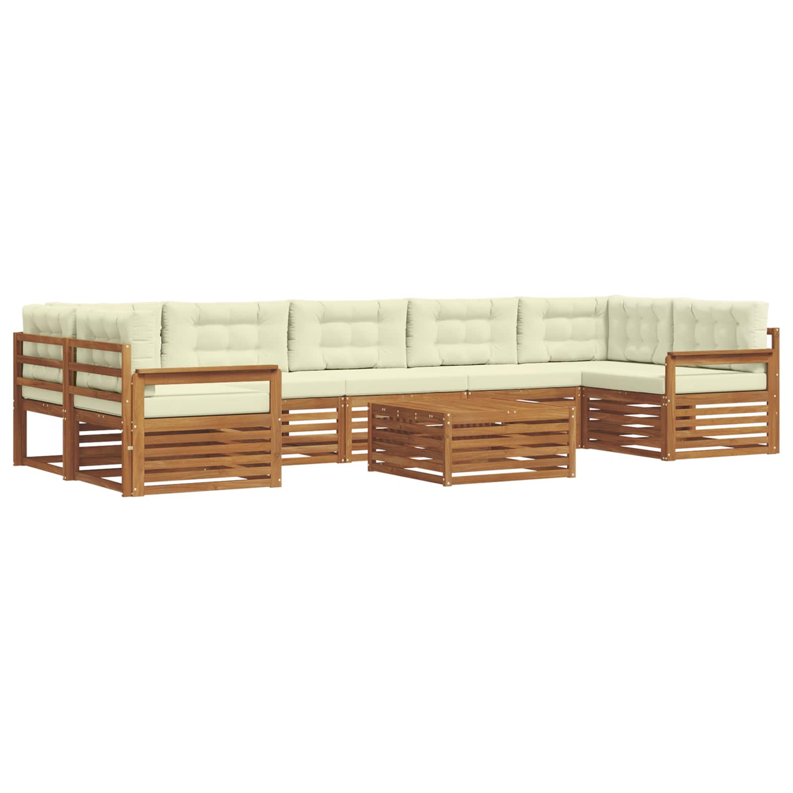Outdoor-Sofagarnitur mit Kissen 8 pcs Natur und Creme