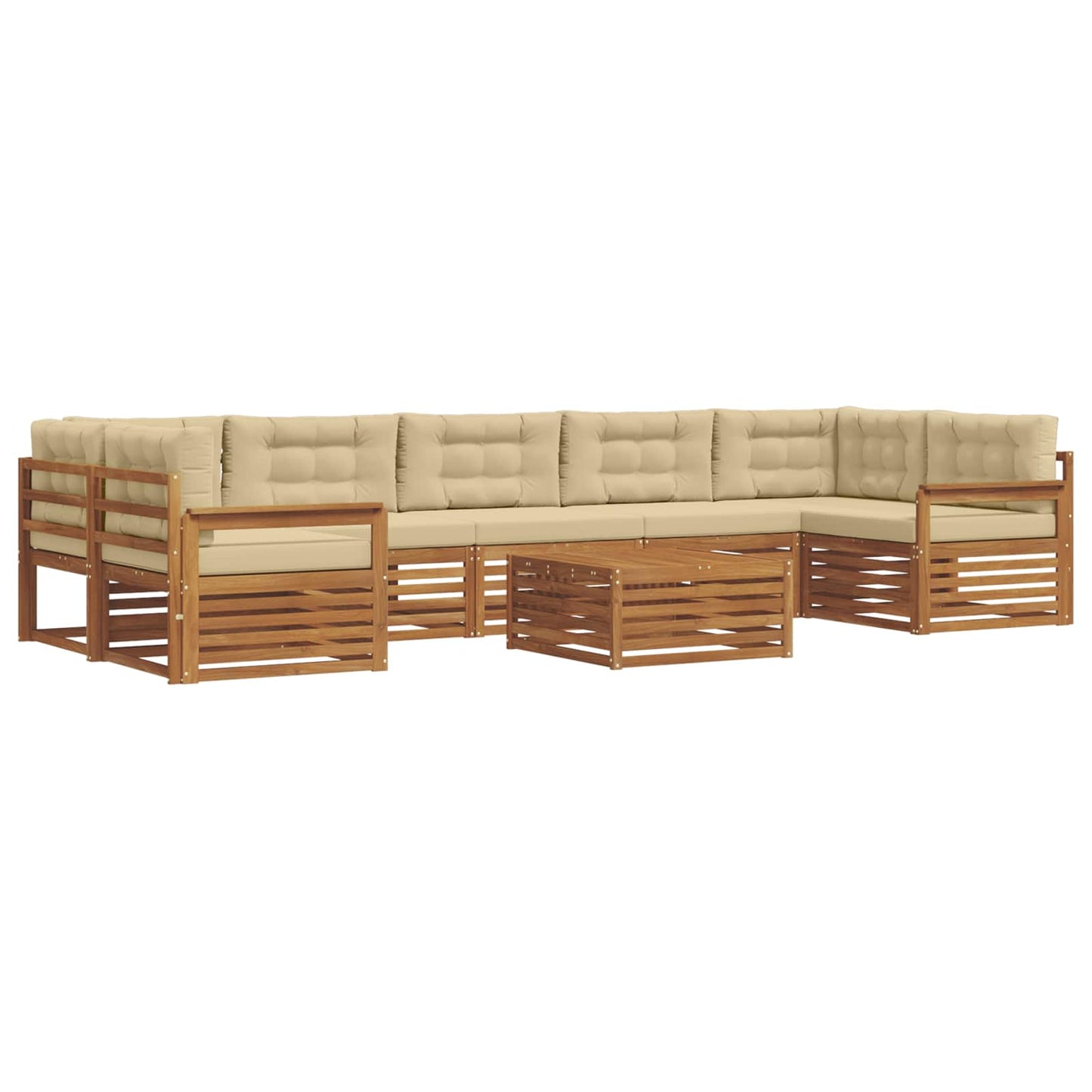 Outdoor-Sofagarnitur mit Kissen 8 pcs Natur und Beige