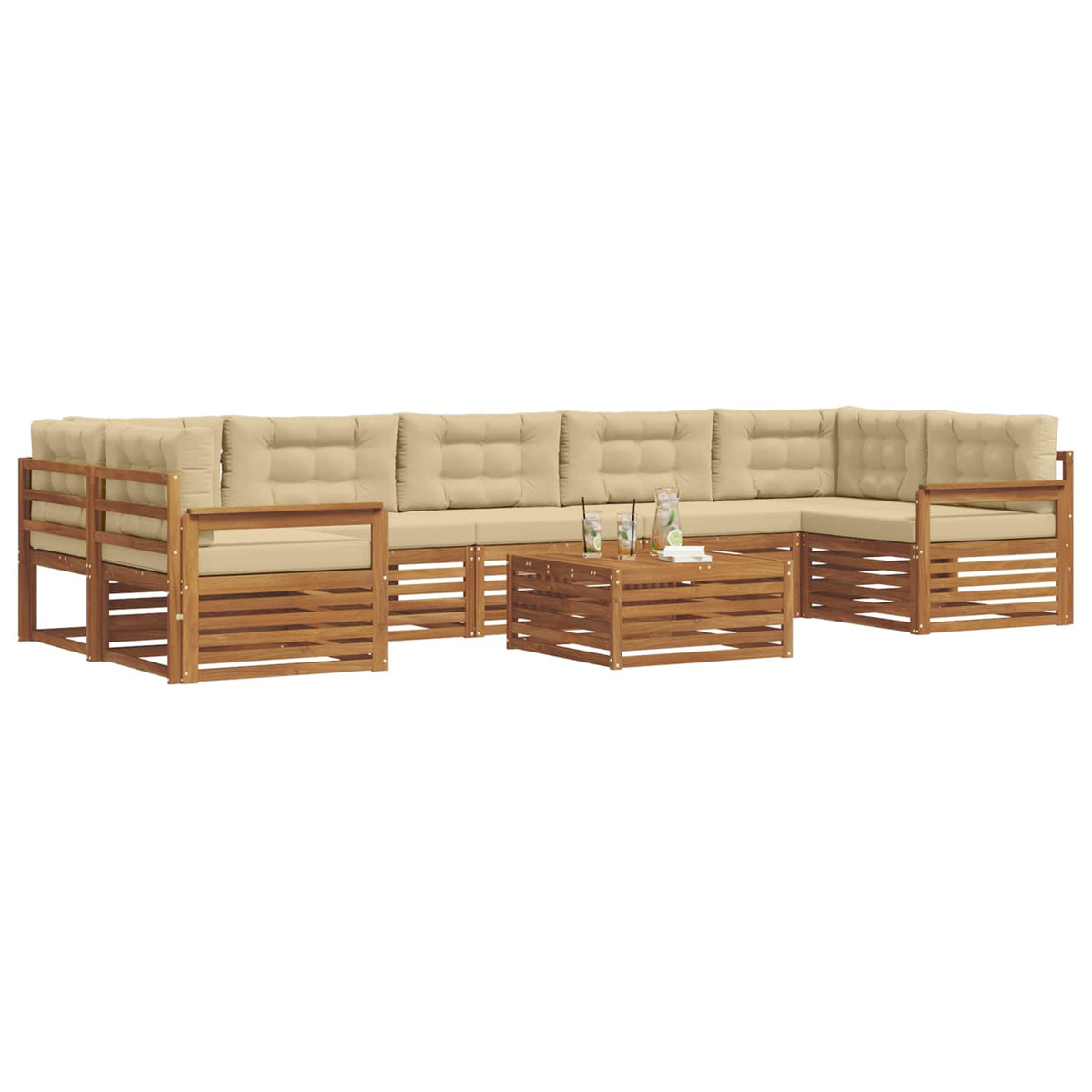 Outdoor-Sofagarnitur 8 stk. Natur und Beige