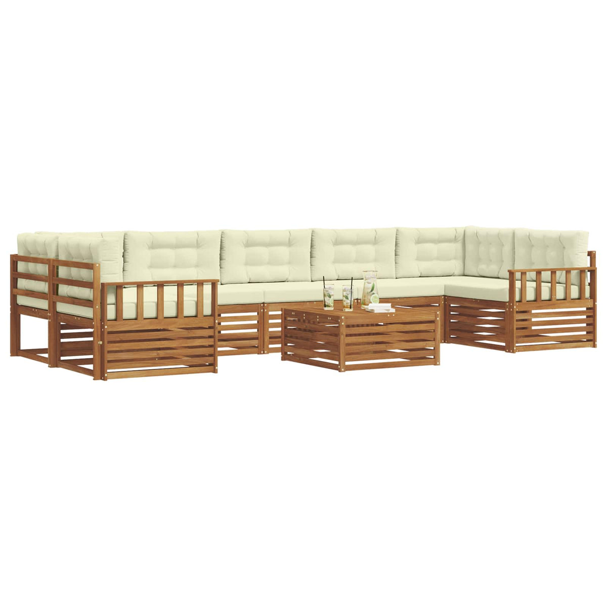 Outdoor-Sofagarnitur 8 stk. Natur und Creme