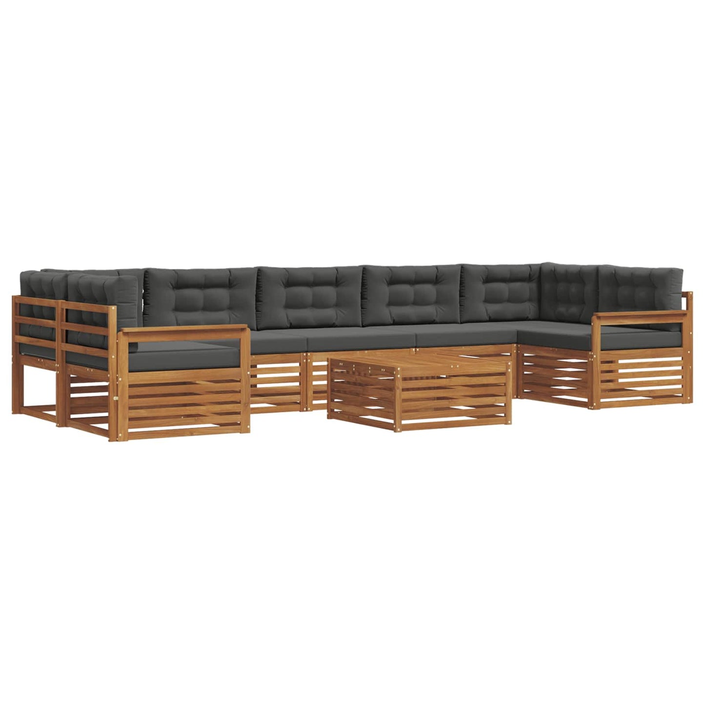 Outdoor-Sofagarnitur mit Kissen 8 pcs Natur und Anthrazit