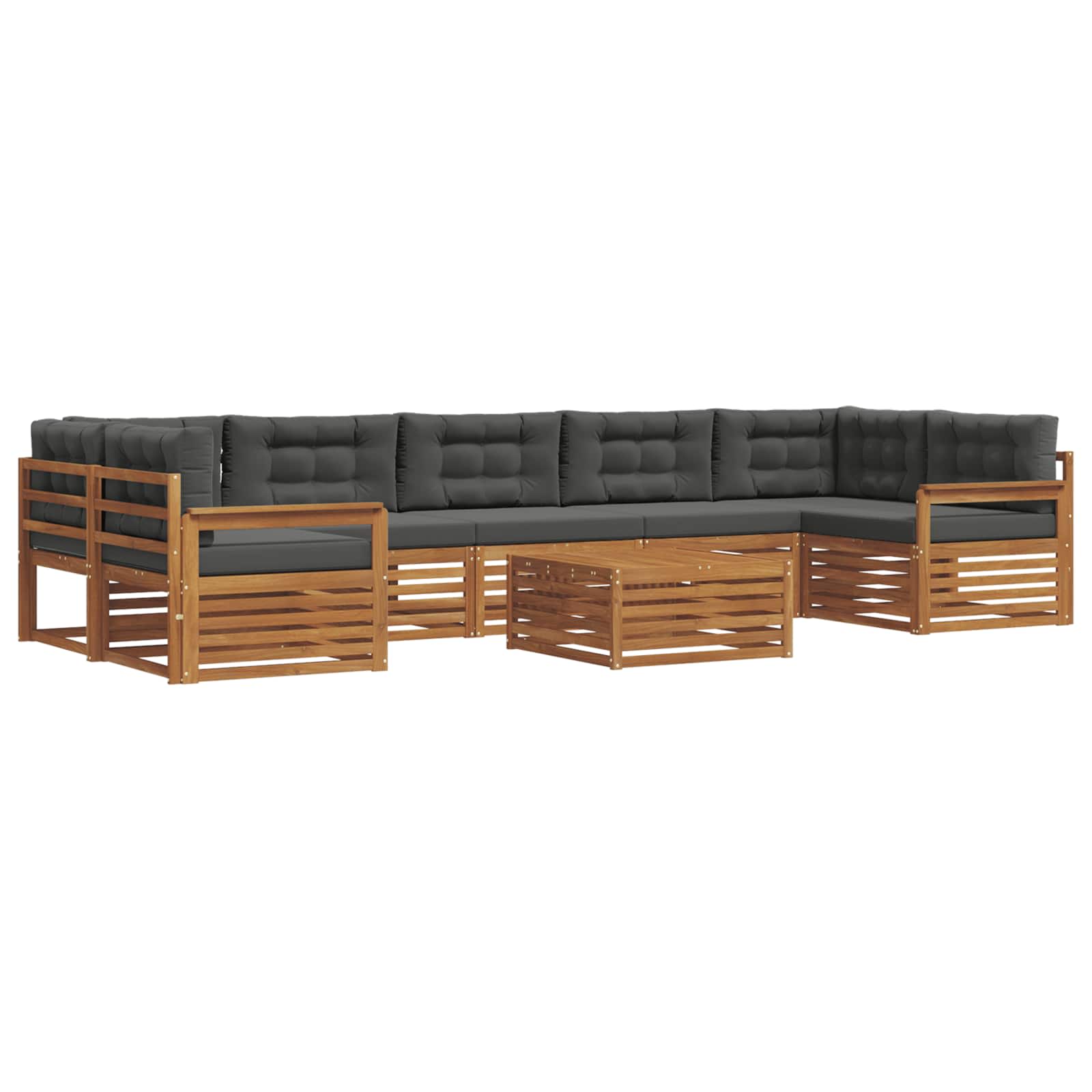 Outdoor-Sofagarnitur mit Kissen 8 pcs Natur und Anthrazit