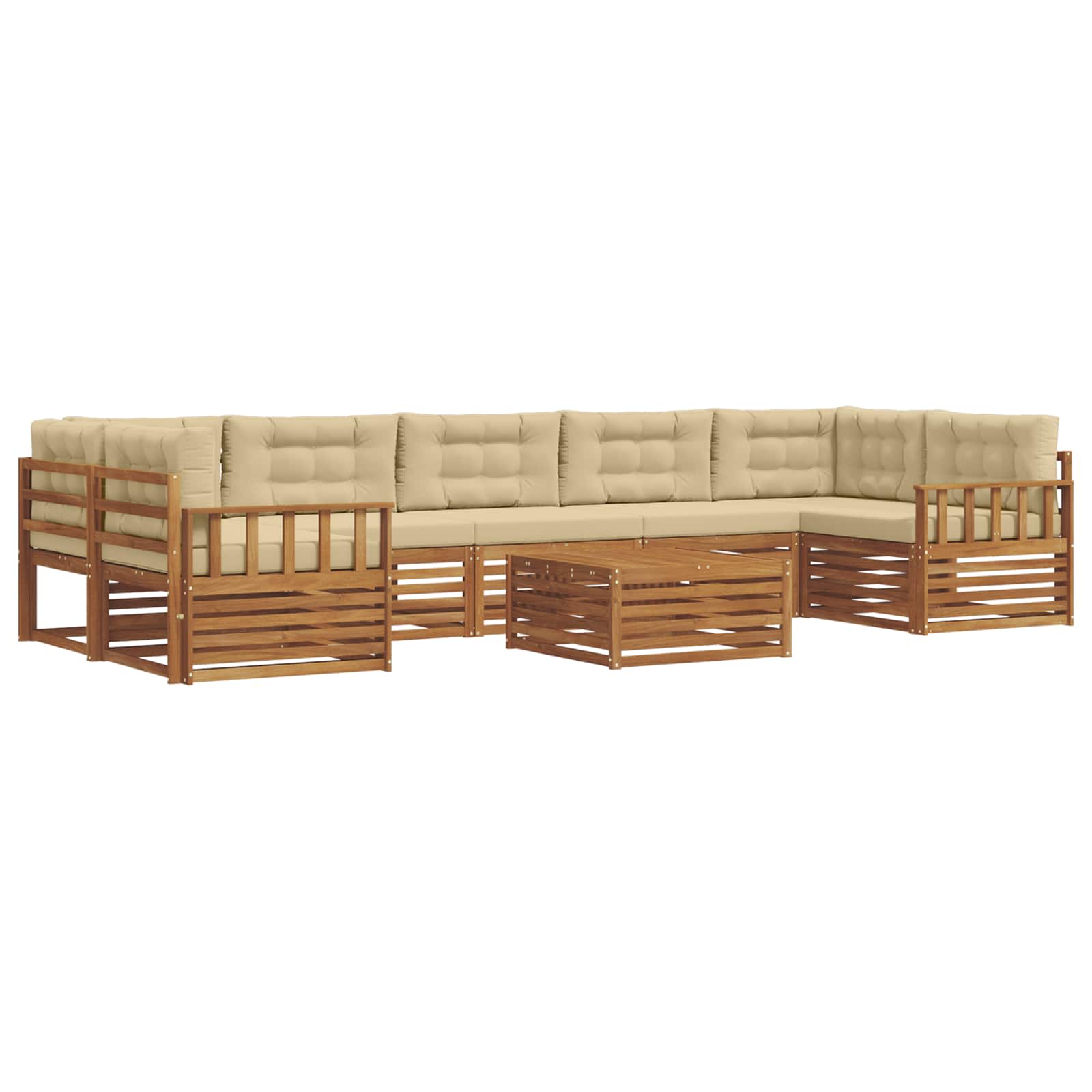 Outdoor-Sofagarnitur mit Kissen 8 pcs Natur und Beige