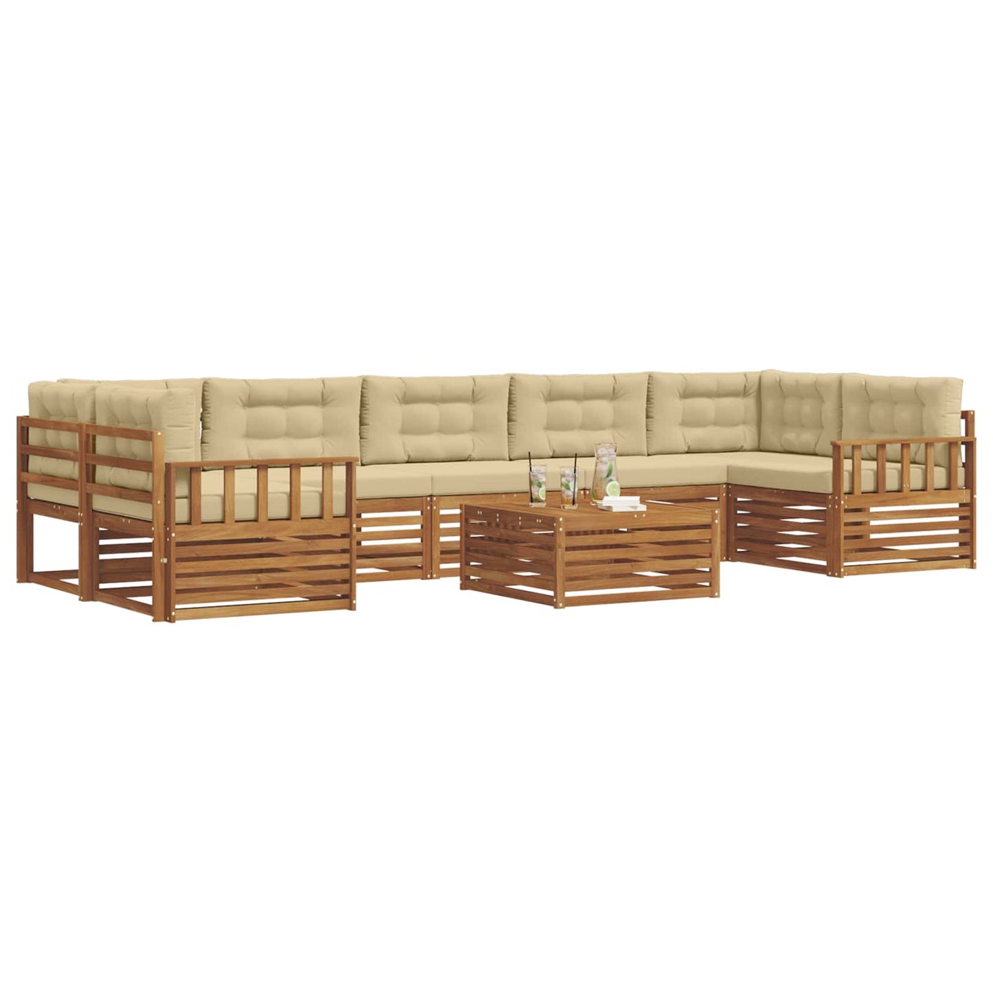 Outdoor-Sofagarnitur mit Kissen 8 pcs Natur und Beige